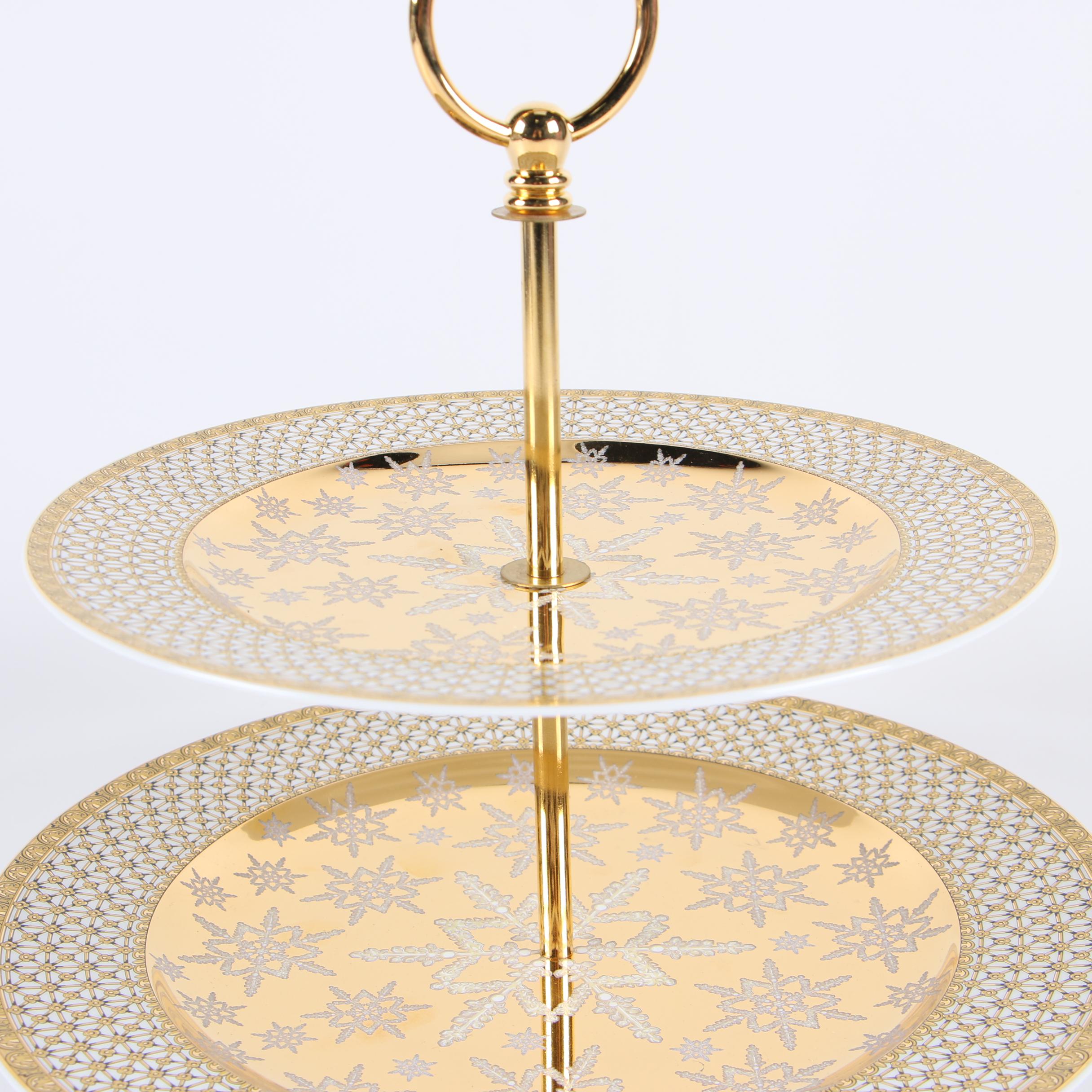 Rosenthal Versace "Christmas in Your Heart" Porcelain Two-Tiered Serving Tray