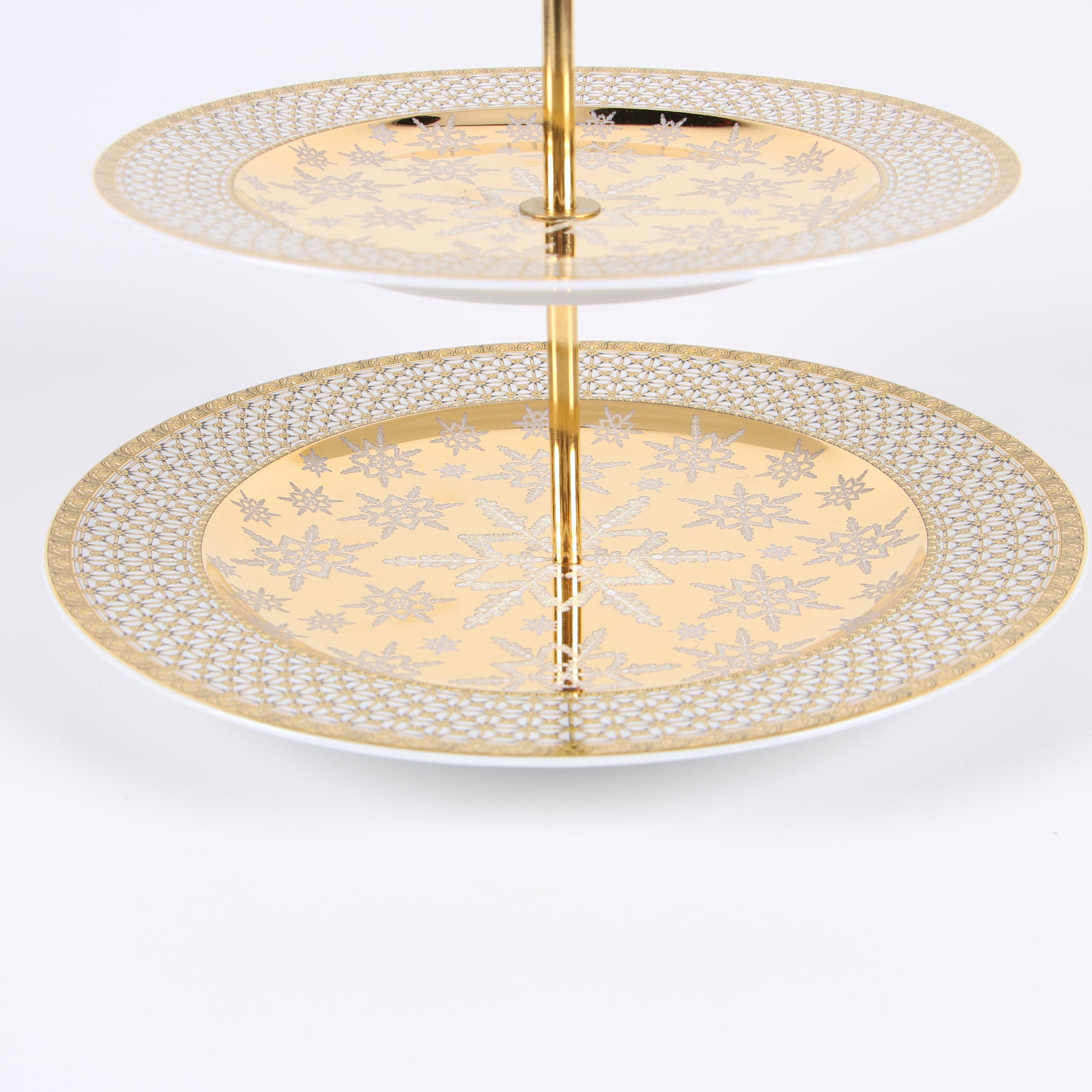 Rosenthal Versace "Christmas in Your Heart" Porcelain Two-Tiered Serving Tray