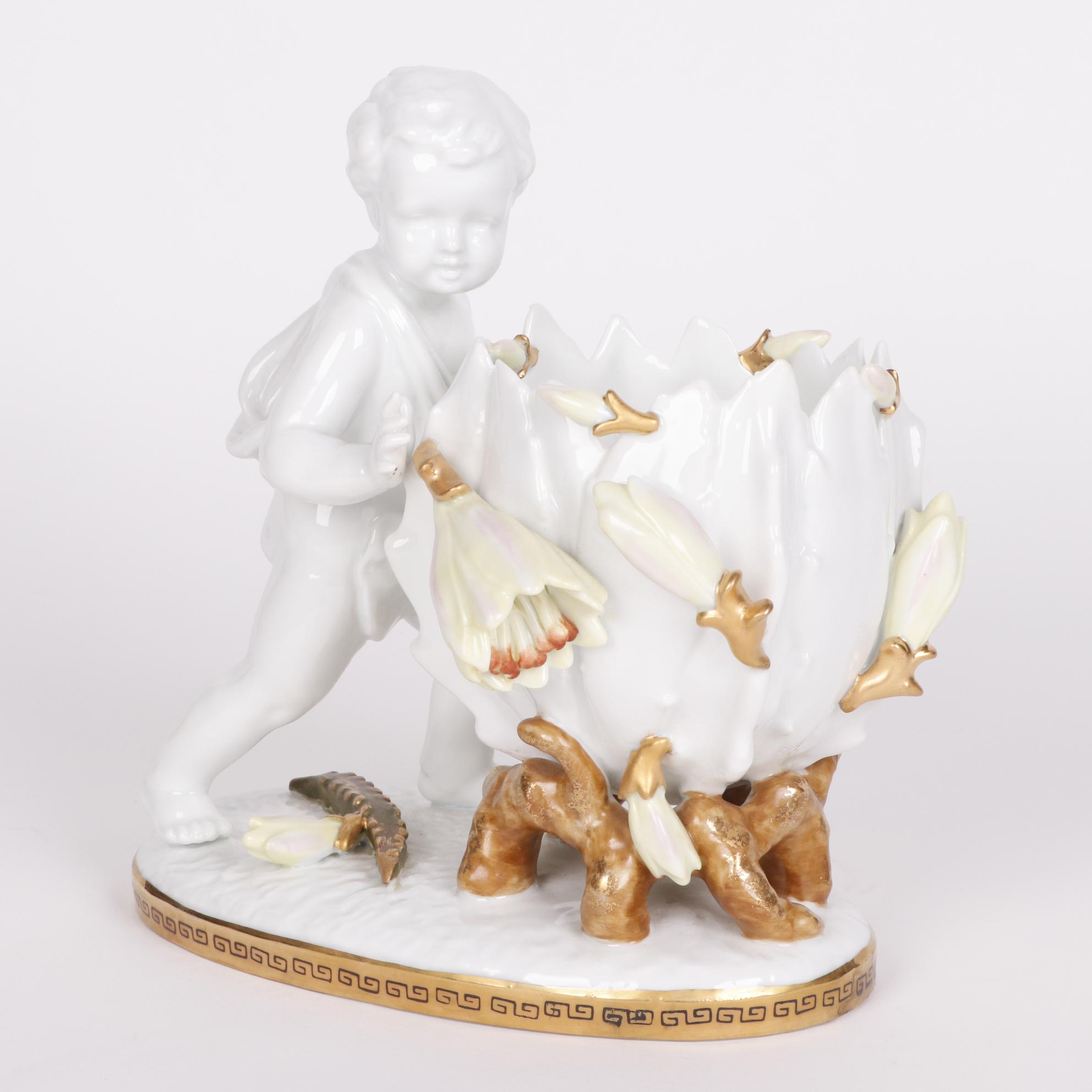 Sitzendorf Voigt Brothers Porcelain Cherub Vases