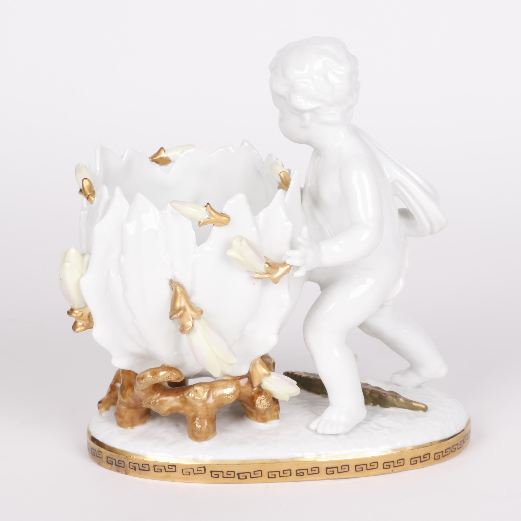 Sitzendorf Voigt Brothers Porcelain Cherub Vases