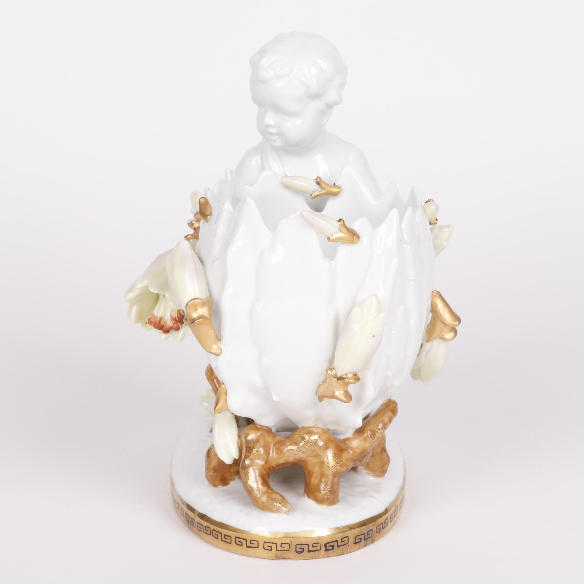 Sitzendorf Voigt Brothers Porcelain Cherub Vases