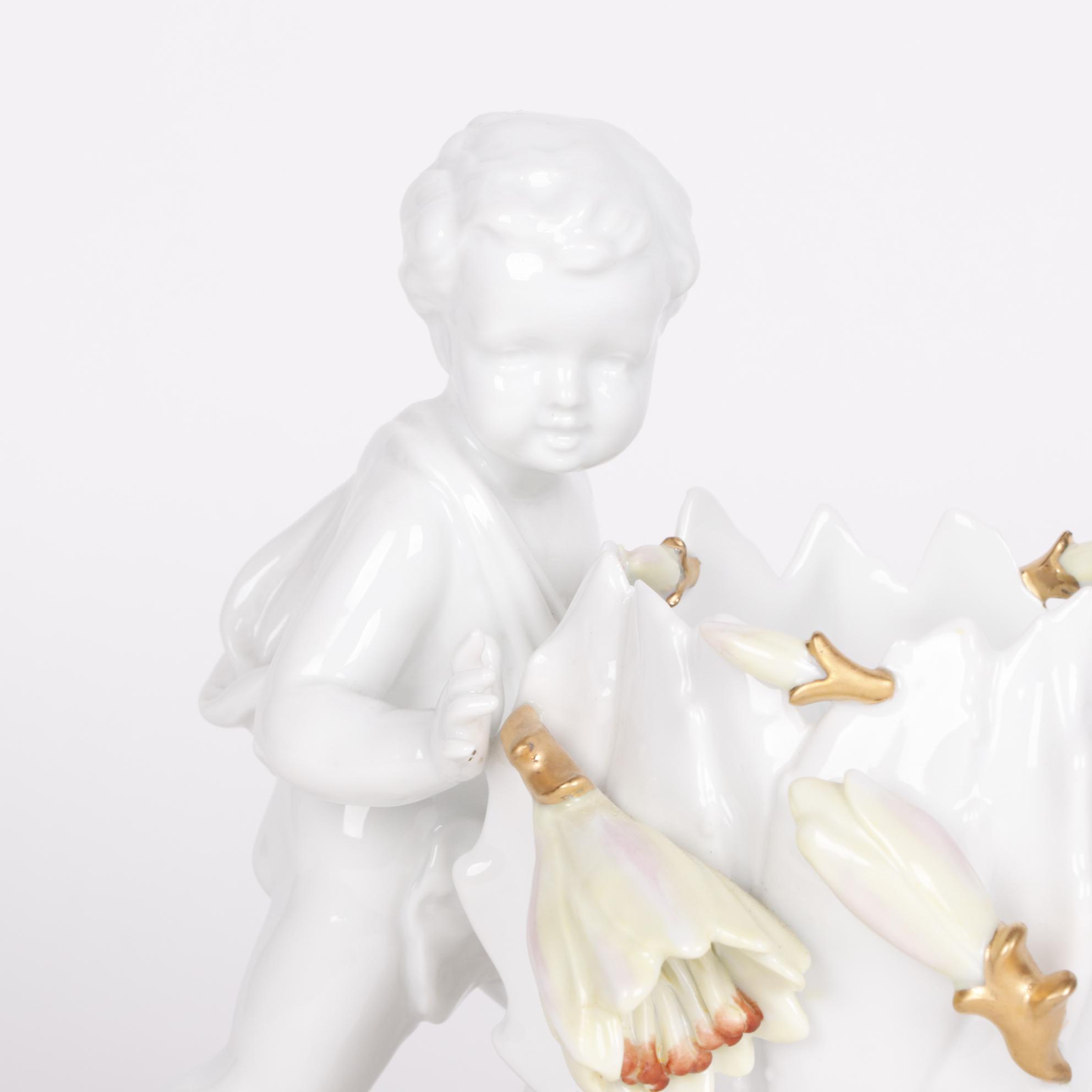 Sitzendorf Voigt Brothers Porcelain Cherub Vases