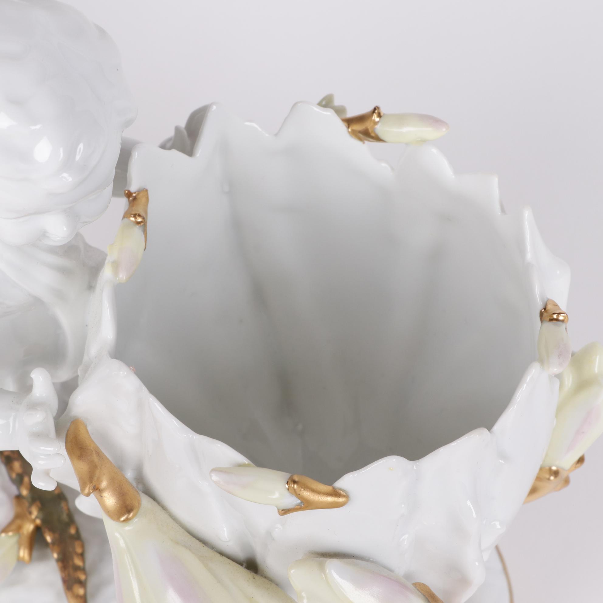 Sitzendorf Voigt Brothers Porcelain Cherub Vases