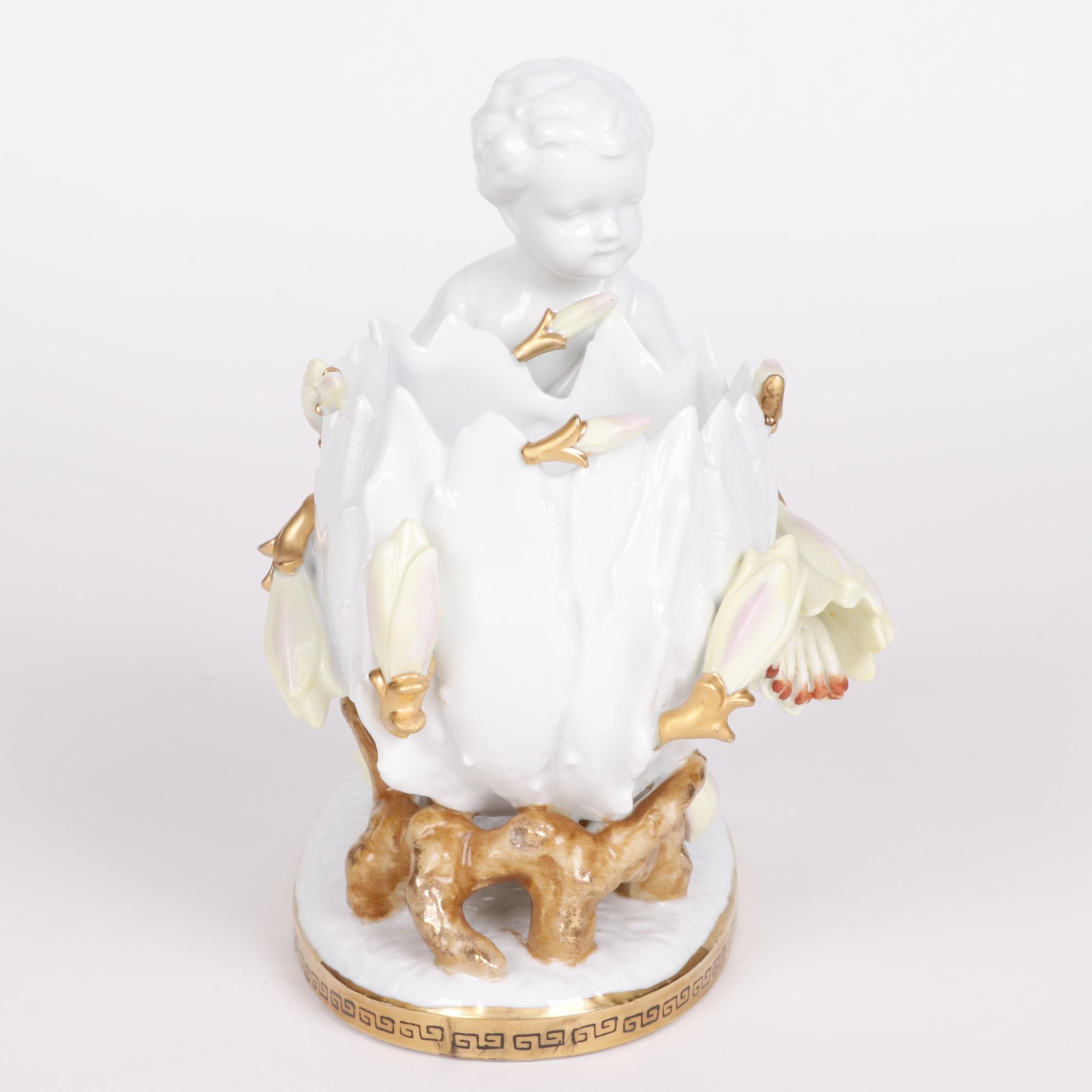 Sitzendorf Voigt Brothers Porcelain Cherub Vases