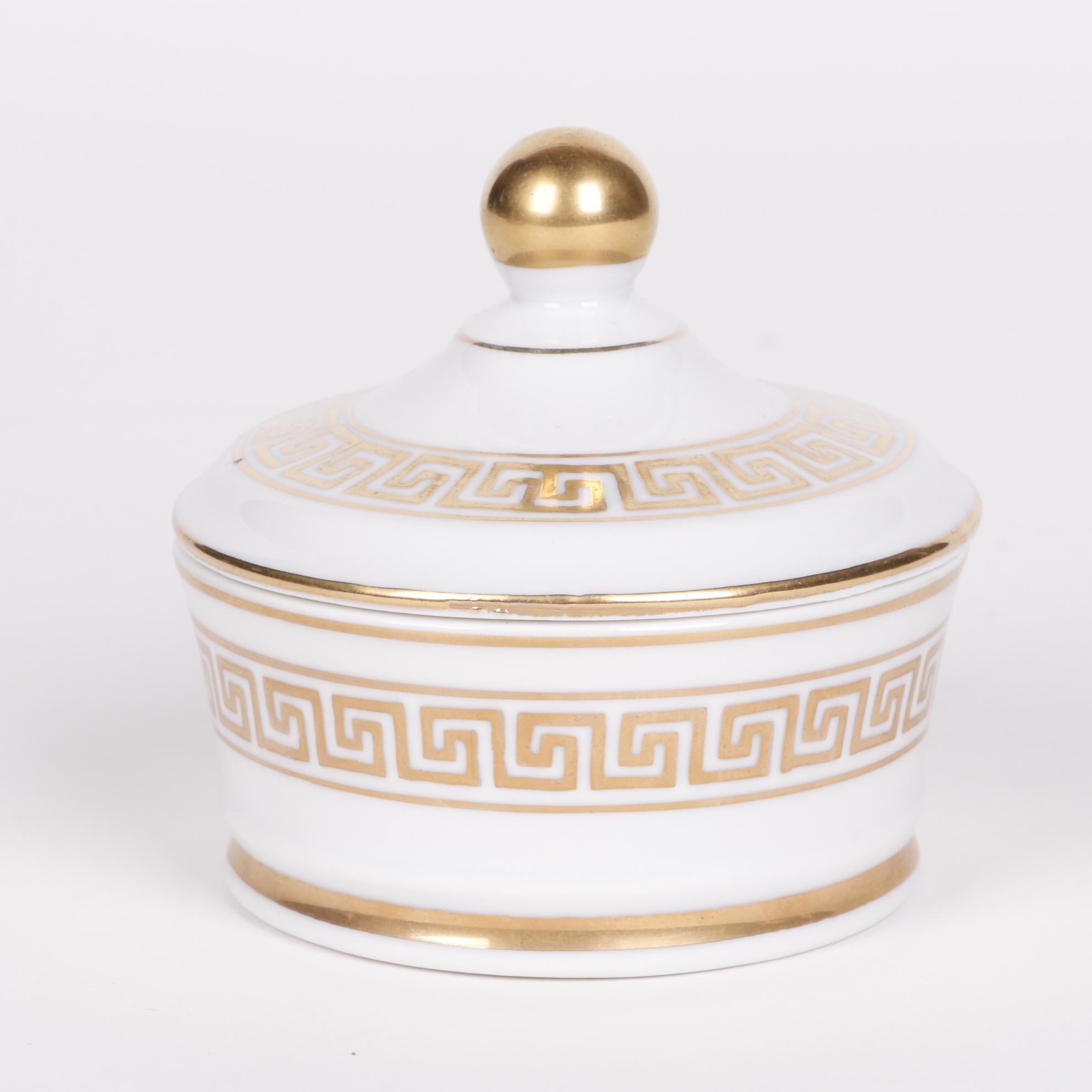 Lenwile-Ardalt Greek Key Patterned Porcelain Vanity Tray Set