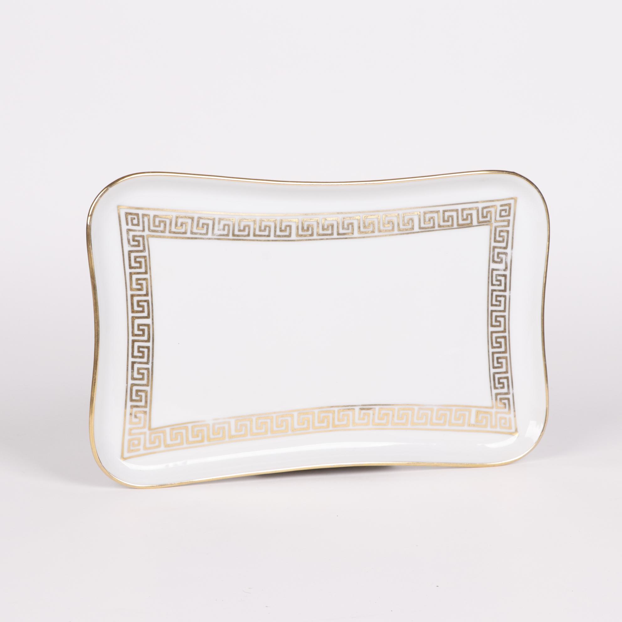 Lenwile-Ardalt Greek Key Patterned Porcelain Vanity Tray Set
