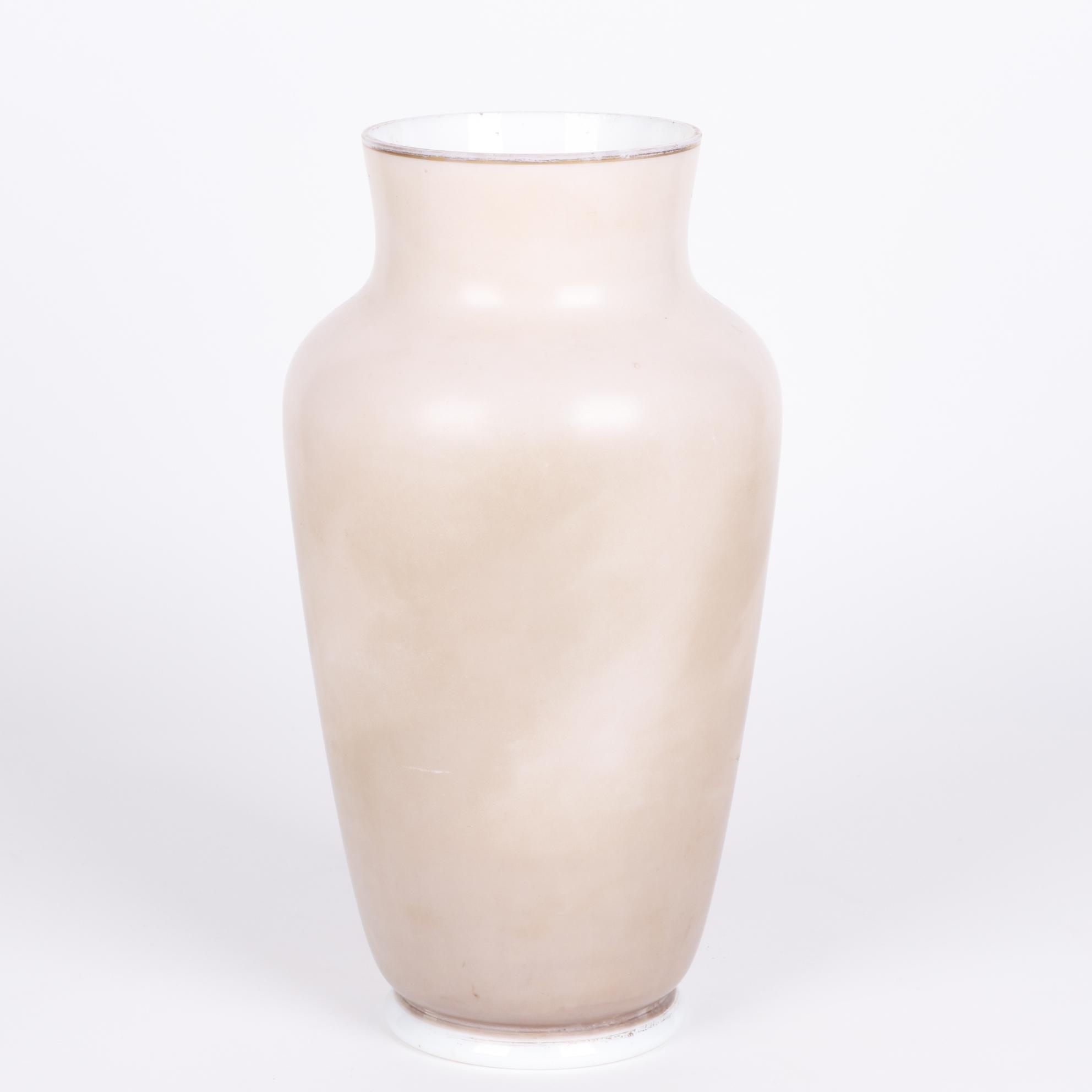 Hand-Painted Satin Glass Vase With an Interior Genre Scene, Late 19th Century