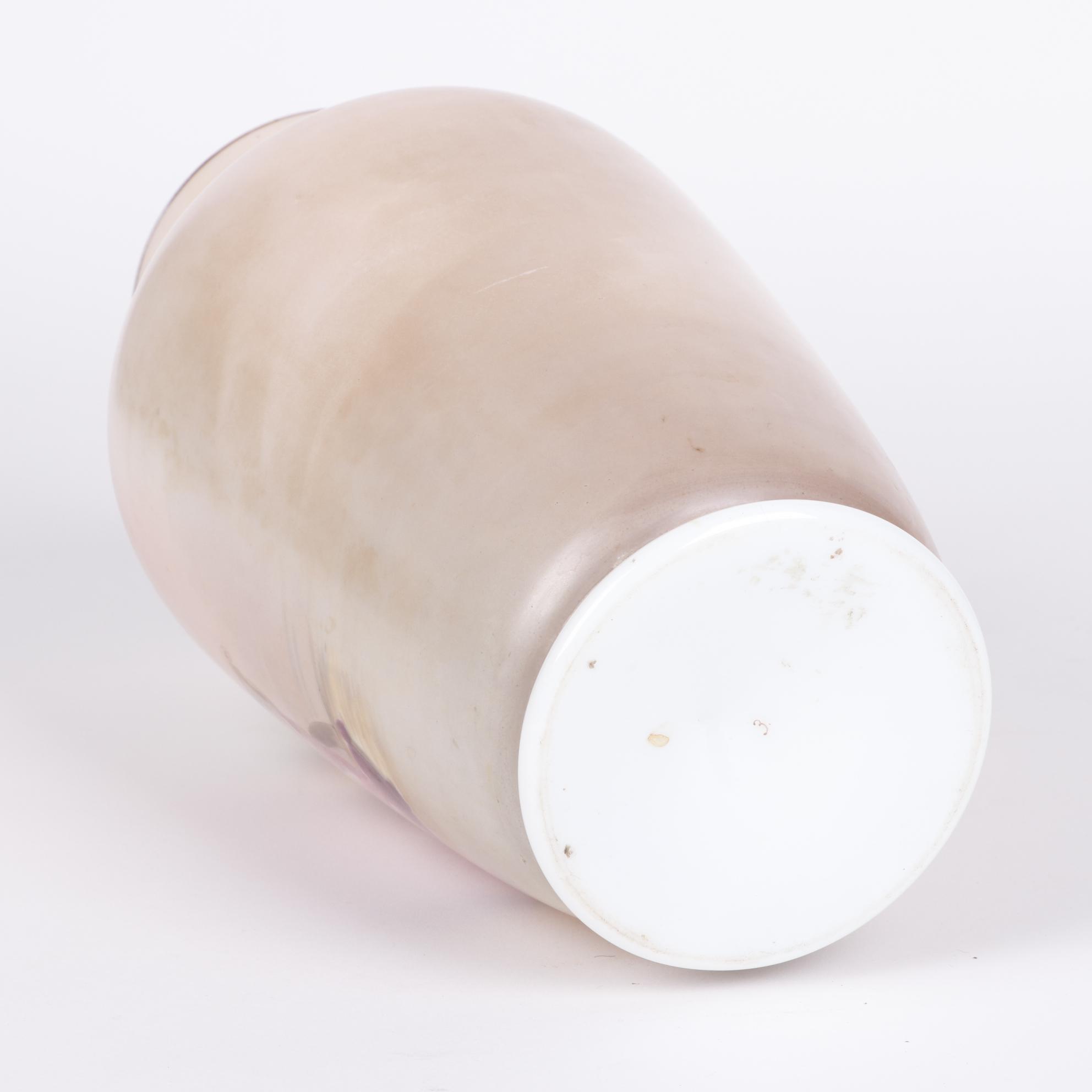 Hand-Painted Satin Glass Vase With an Interior Genre Scene, Late 19th Century