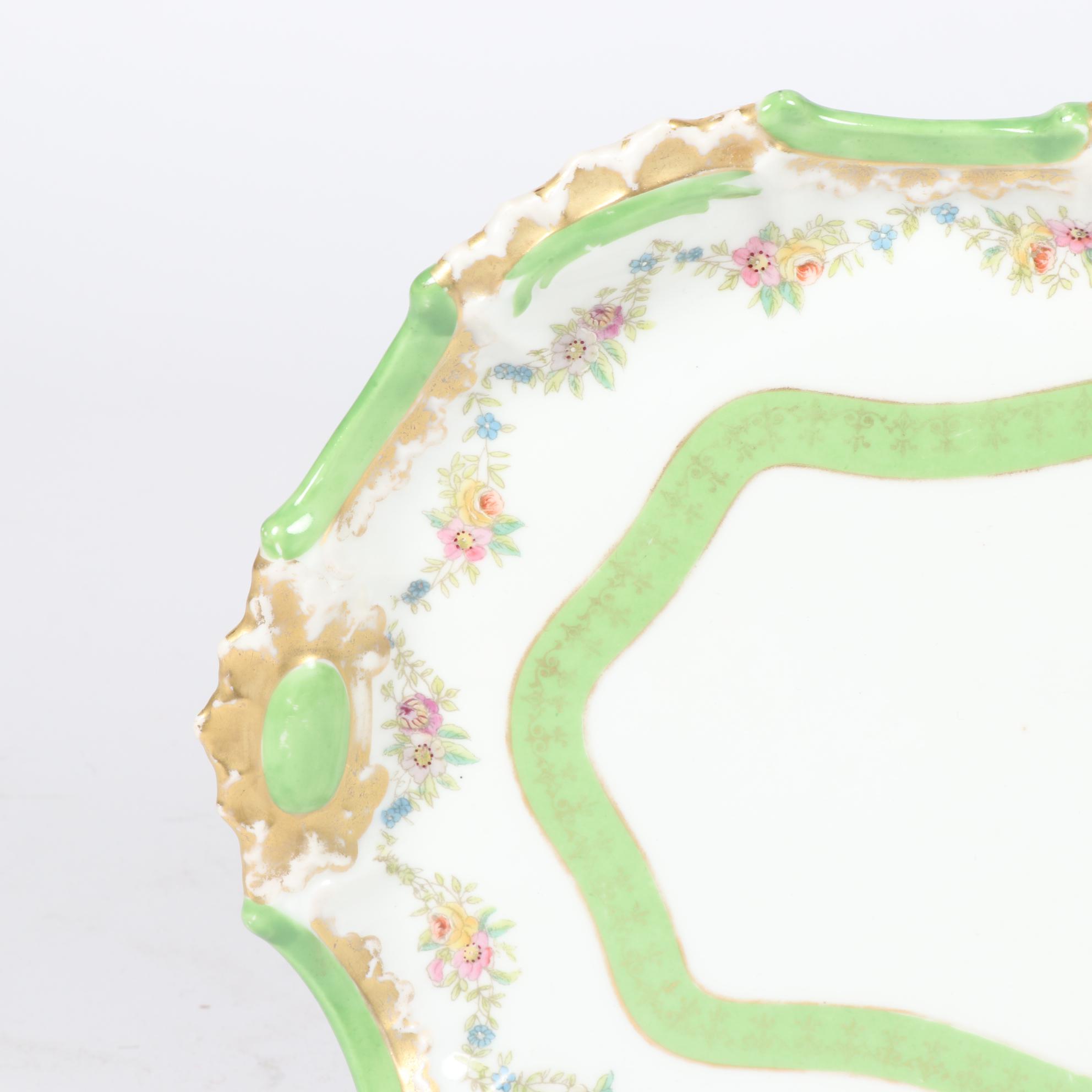 Assembled Glass and Porcelain Vanity Set With T&V Limoges Tray