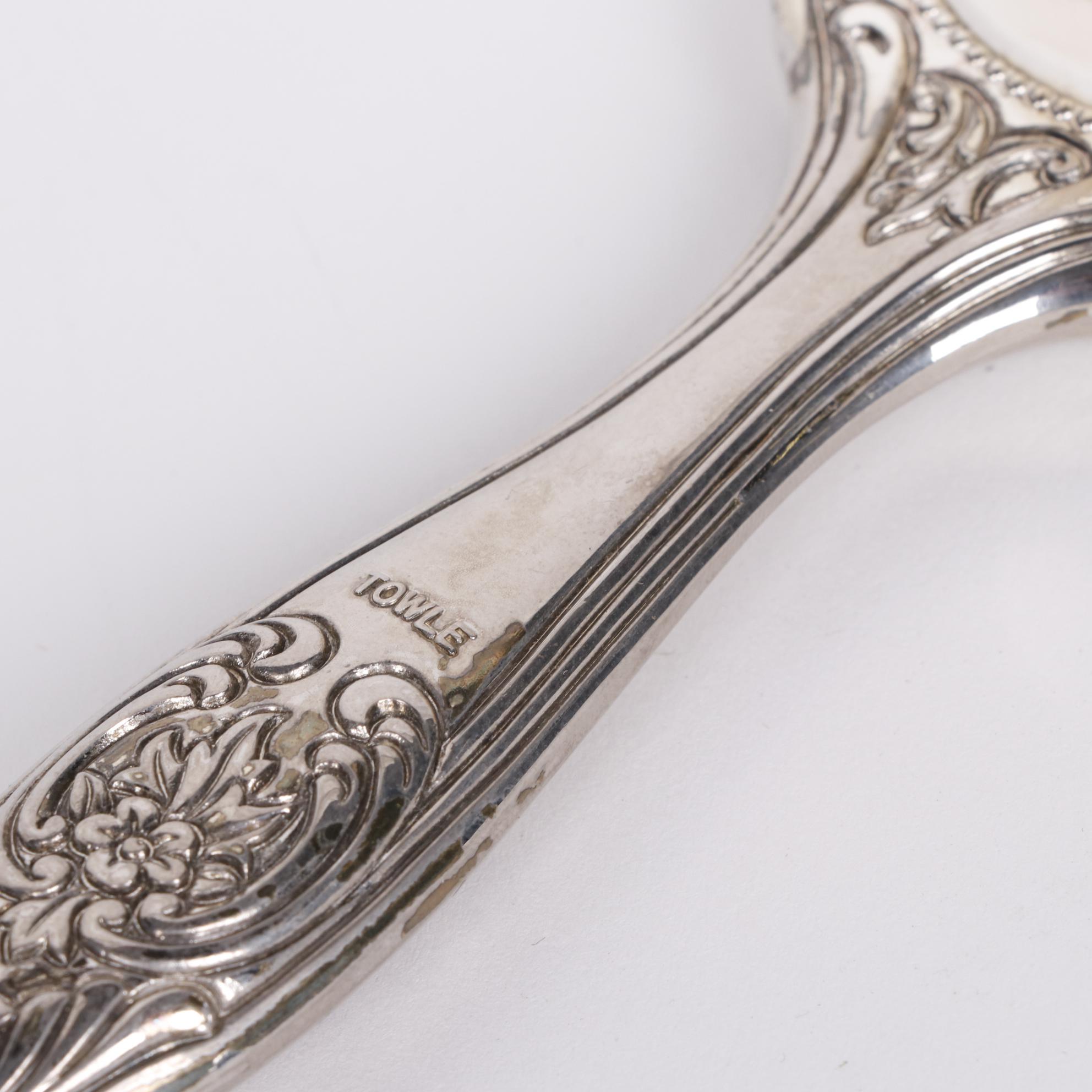 Towle Silver Plate Hand Mirrors and Brushes with Moritz Zdekauer Porcelain Tray