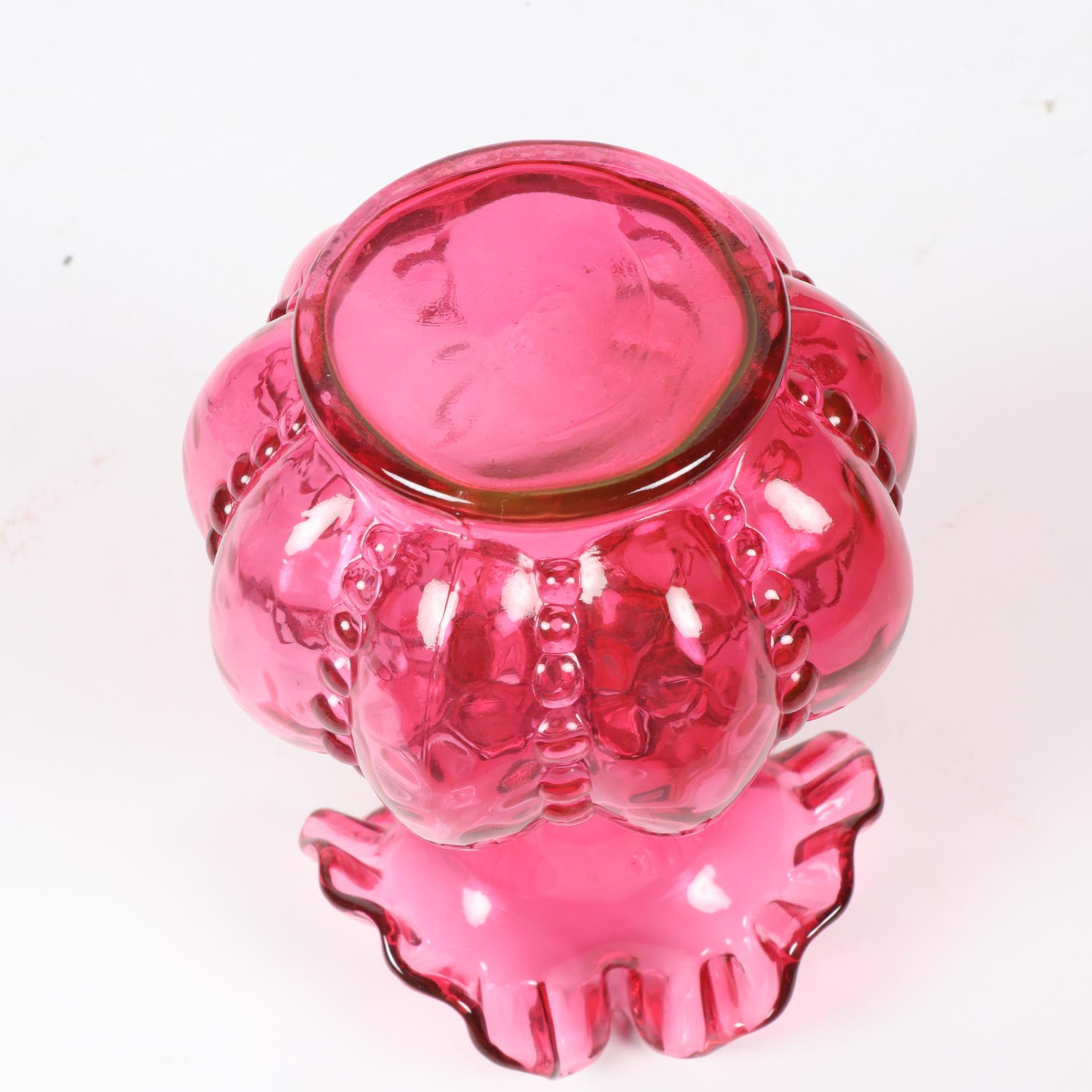 Vintage Cranberry Glass Pitchers with Fenton Style Vase and Basket