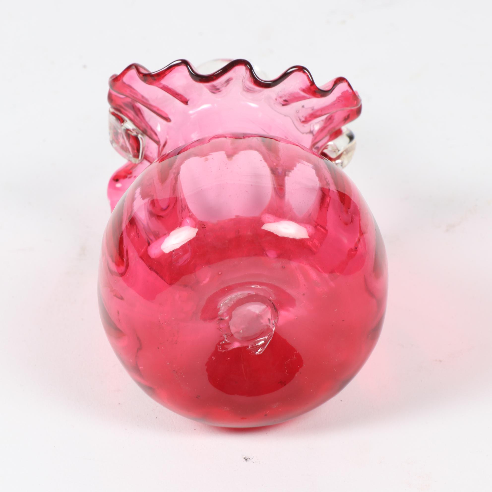 Vintage Cranberry Glass Pitchers with Fenton Style Vase and Basket