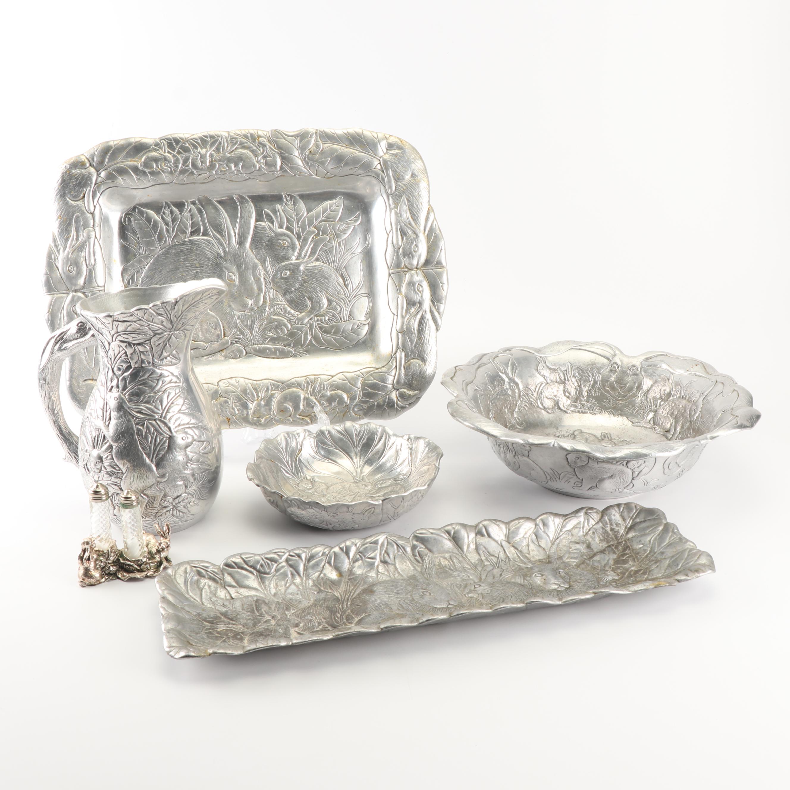 Arthur Court "Bunnies" Aluminum Hollowware Serveware