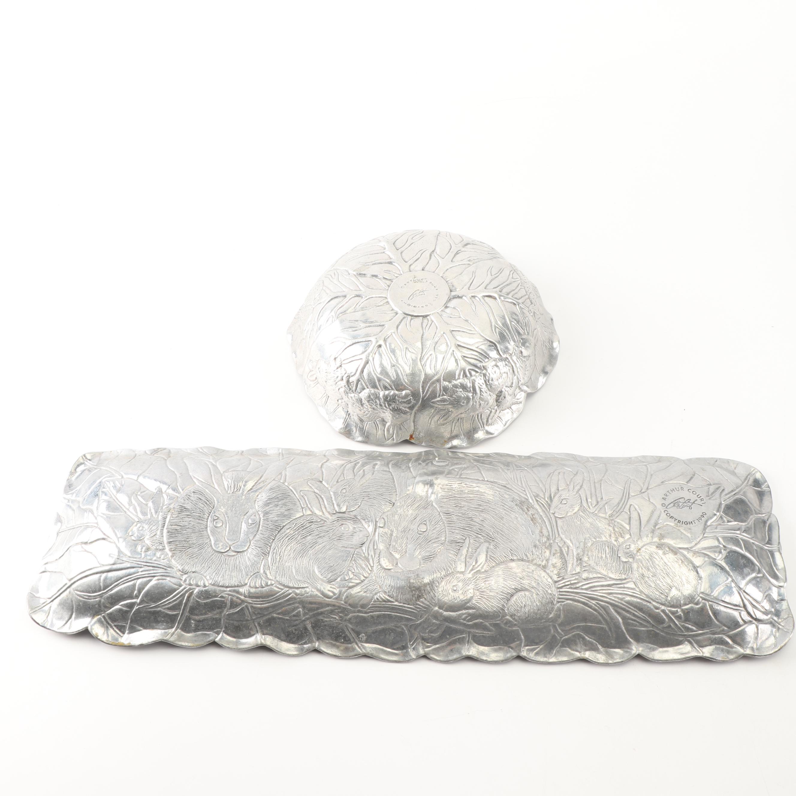 Arthur Court "Bunnies" Aluminum Hollowware Serveware