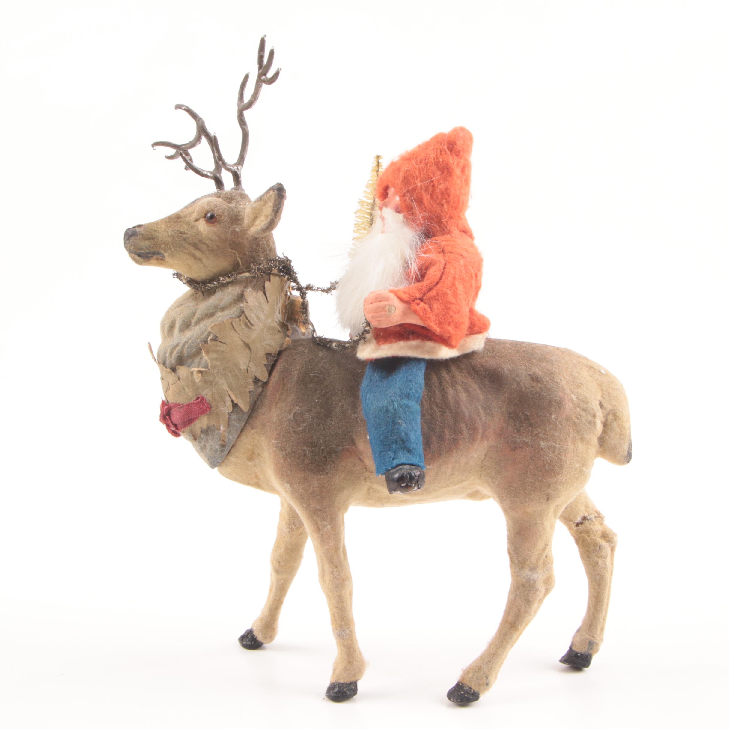 Antique German Belsnickle and Deer Candy Container