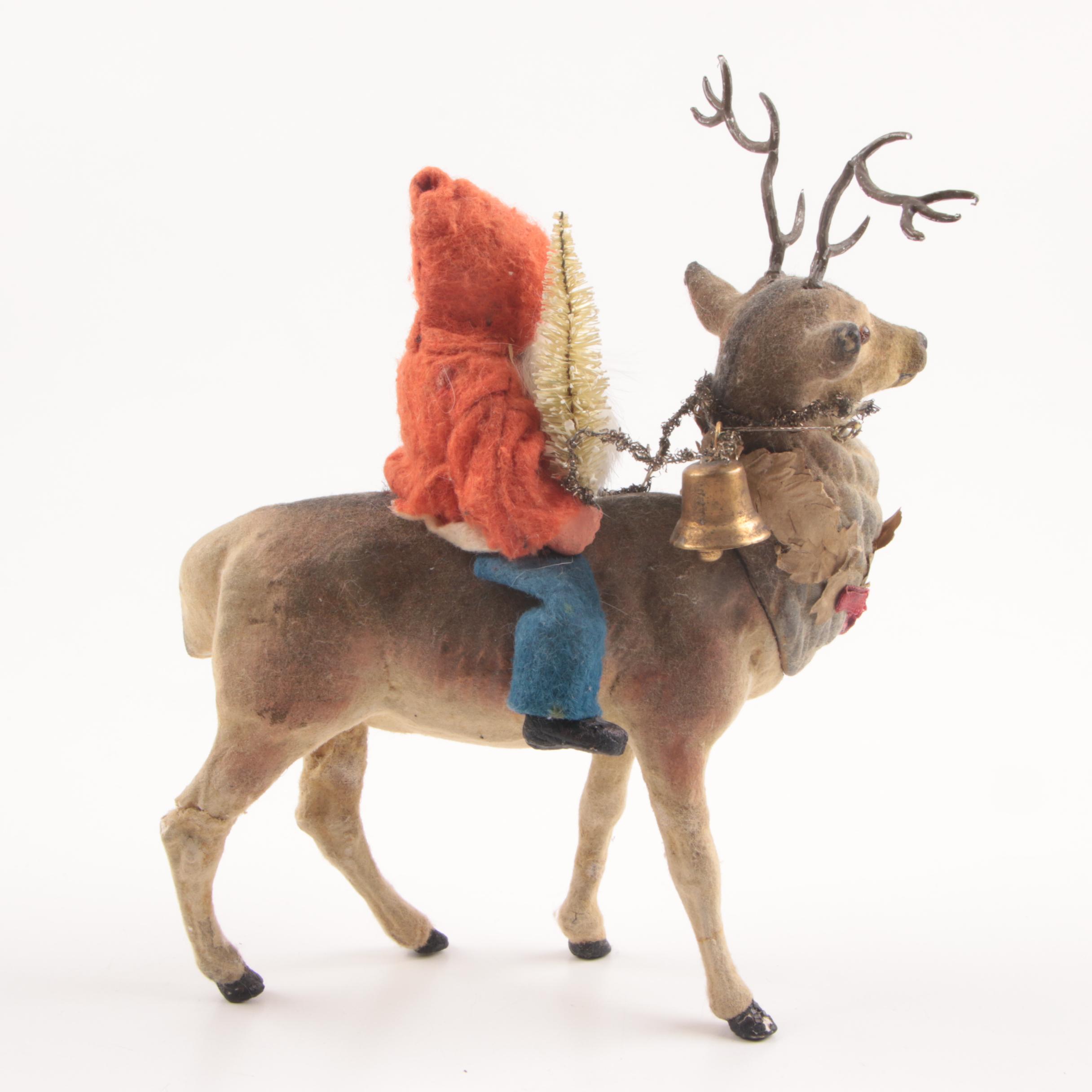 Antique German Belsnickle and Deer Candy Container