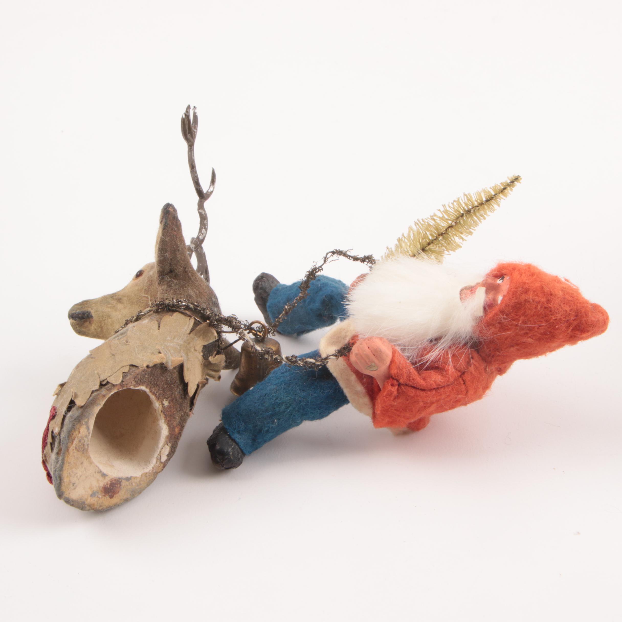 Antique German Belsnickle and Deer Candy Container