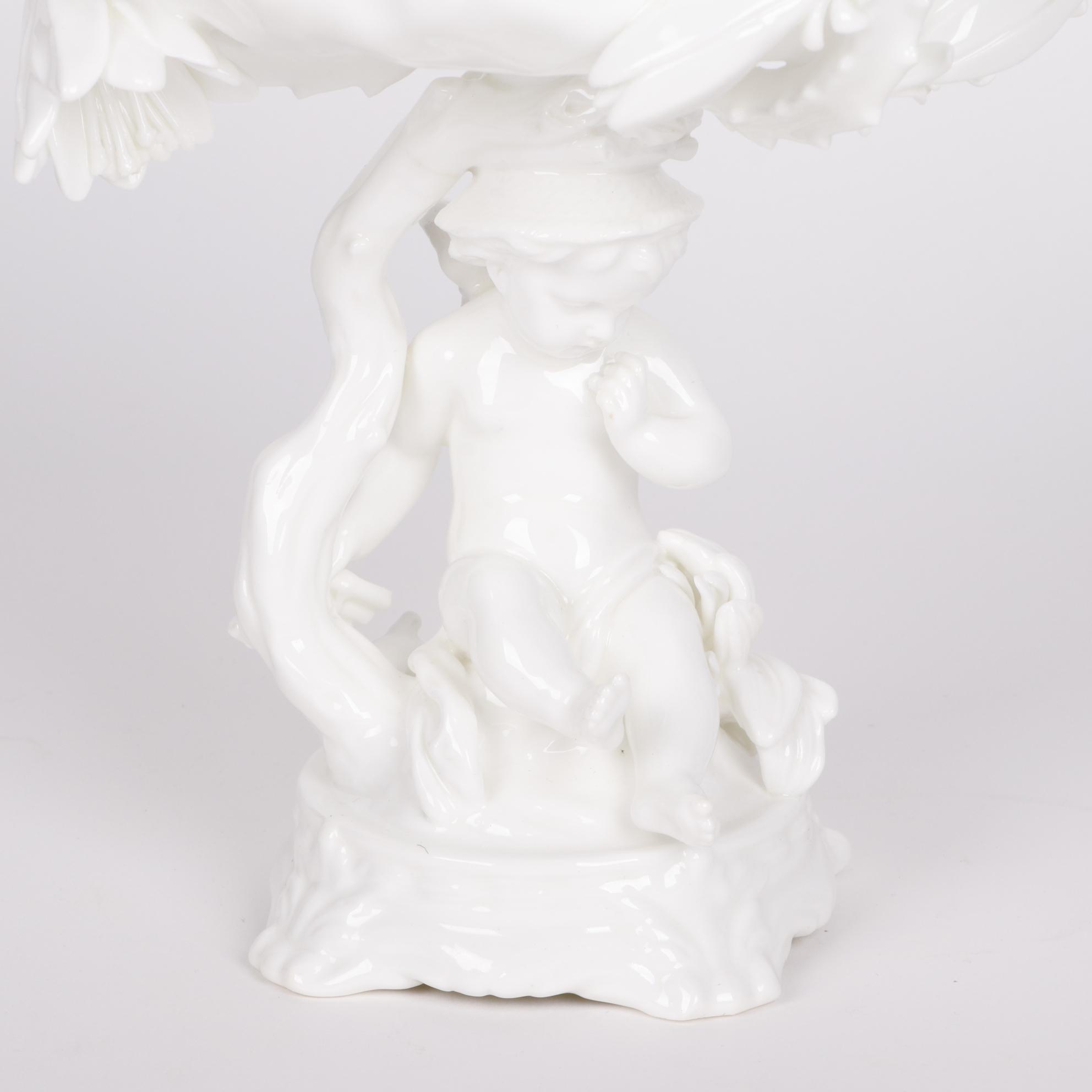 Moore Brothers Figural Porcelain Compote and Spill Vase, Late 19th Century