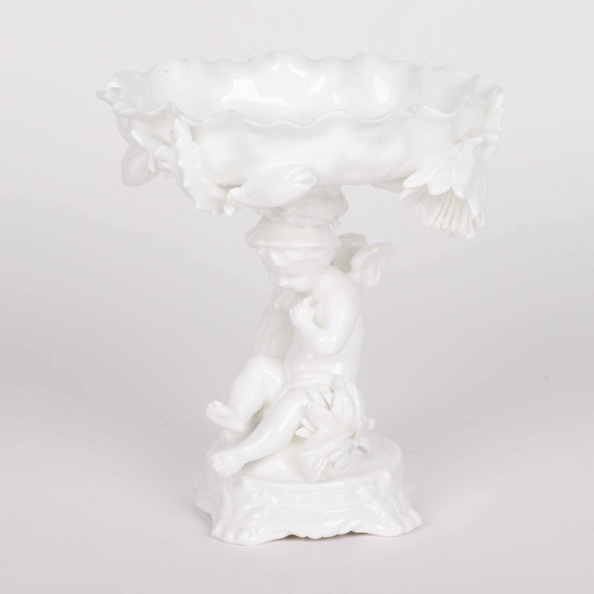 Moore Brothers Figural Porcelain Compote and Spill Vase, Late 19th Century