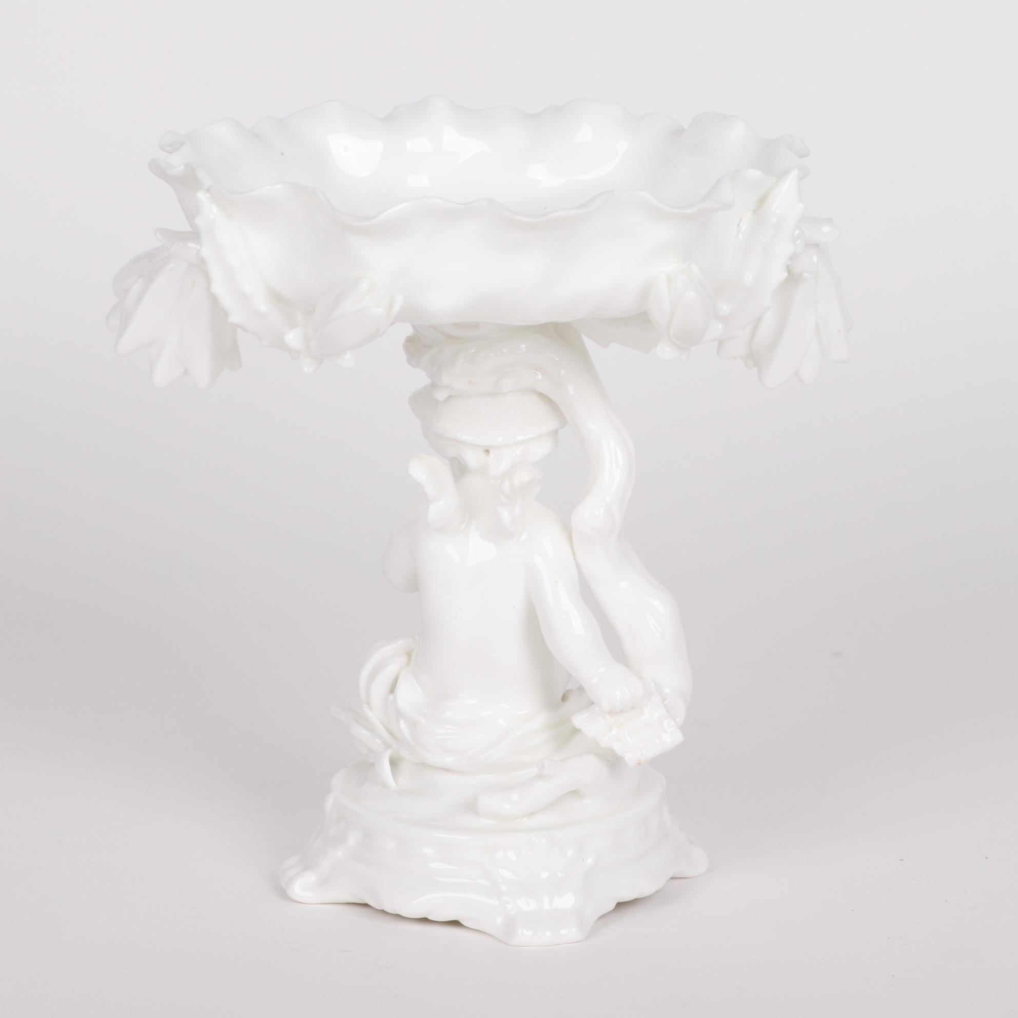 Moore Brothers Figural Porcelain Compote and Spill Vase, Late 19th Century
