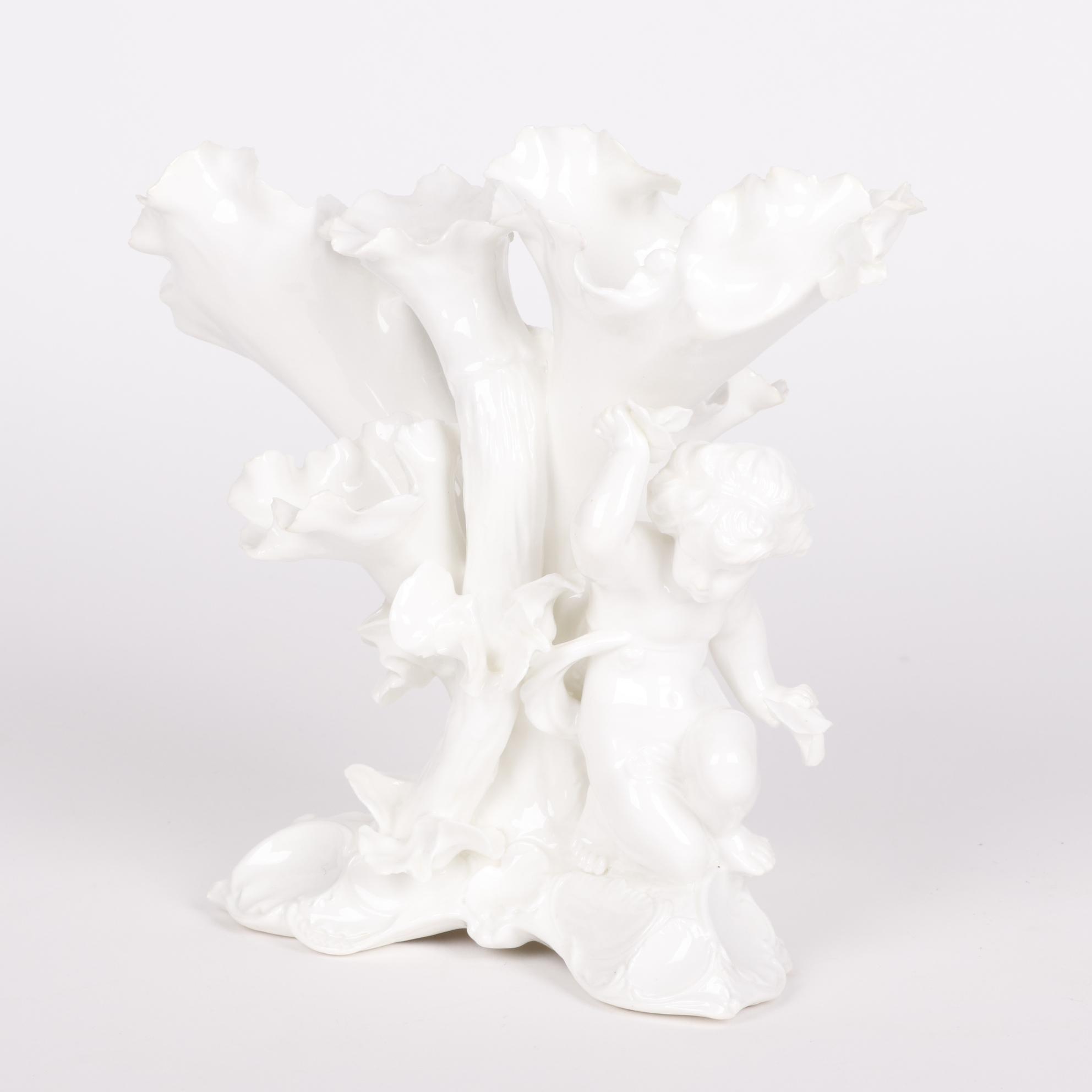 Moore Brothers Figural Porcelain Compote and Spill Vase, Late 19th Century