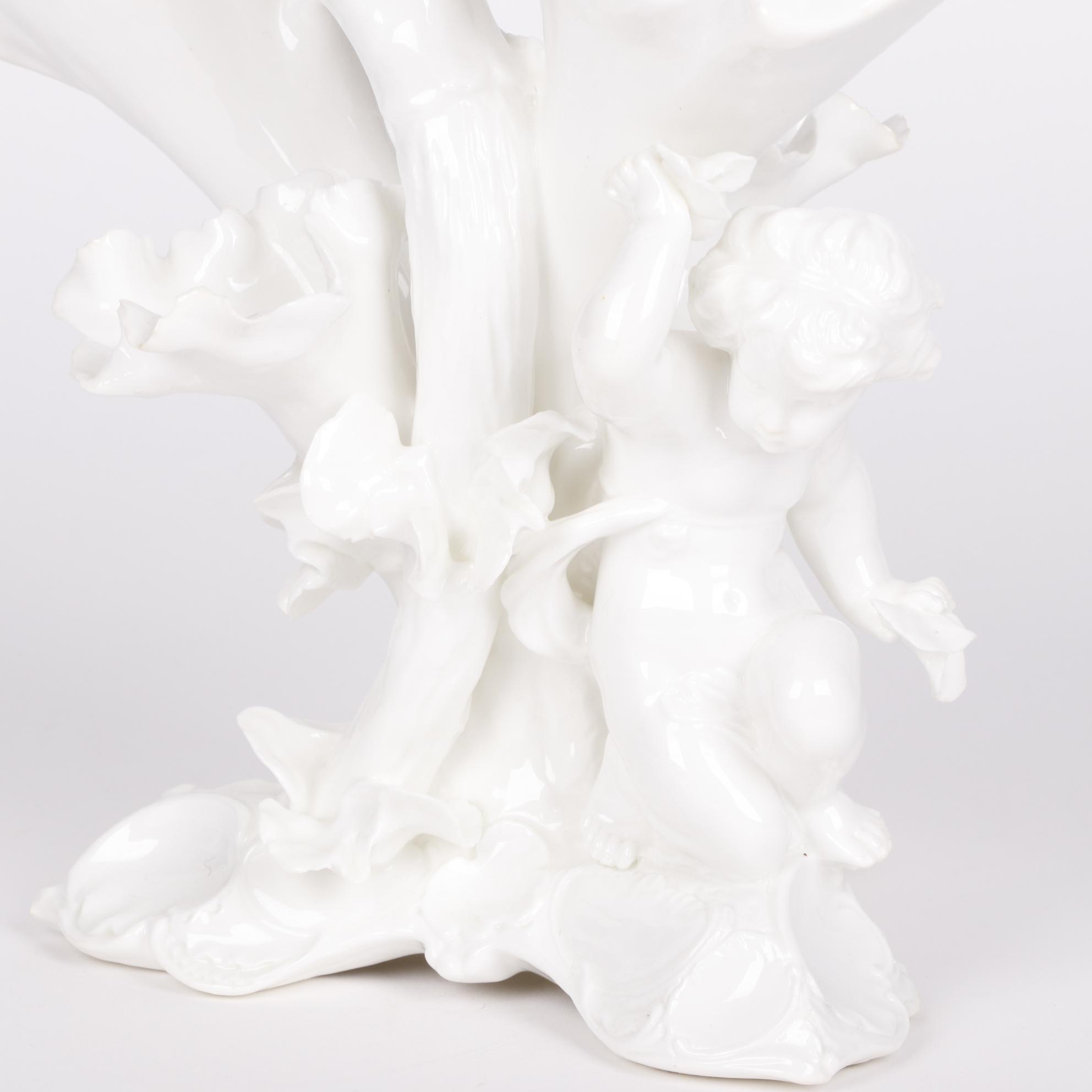 Moore Brothers Figural Porcelain Compote and Spill Vase, Late 19th Century