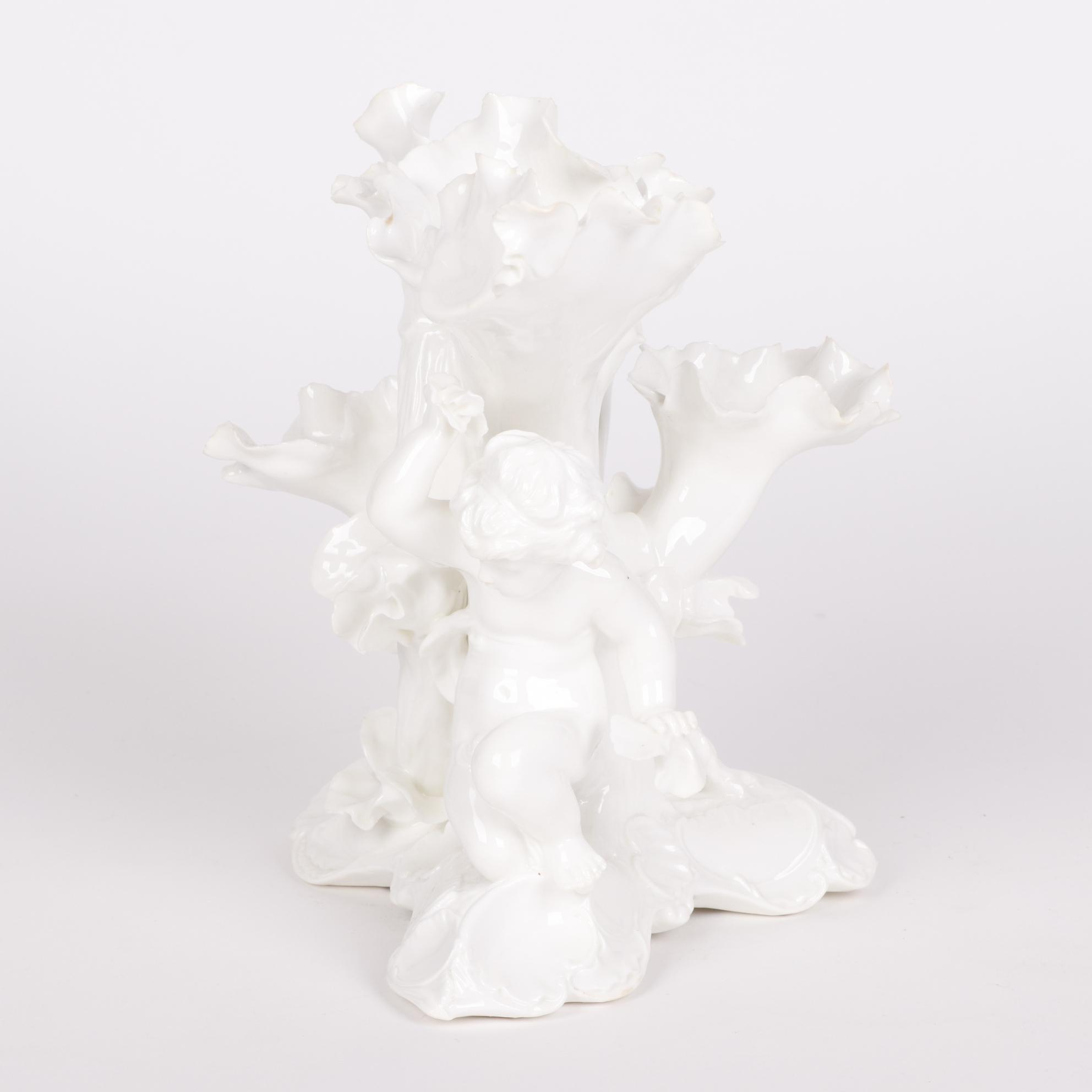 Moore Brothers Figural Porcelain Compote and Spill Vase, Late 19th Century