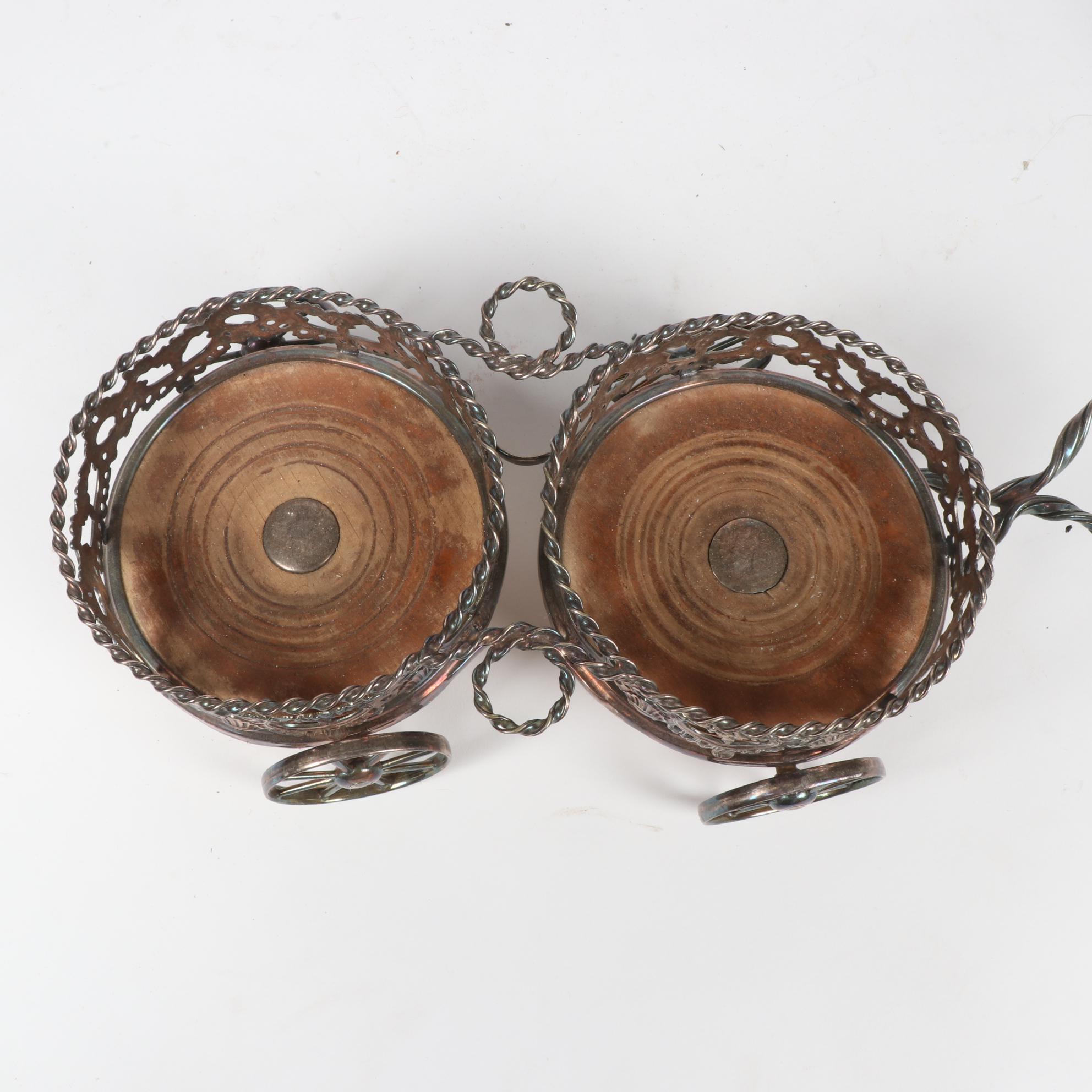 Silver Plate Double Bottle Coaster Trolleys, Early 20th Century