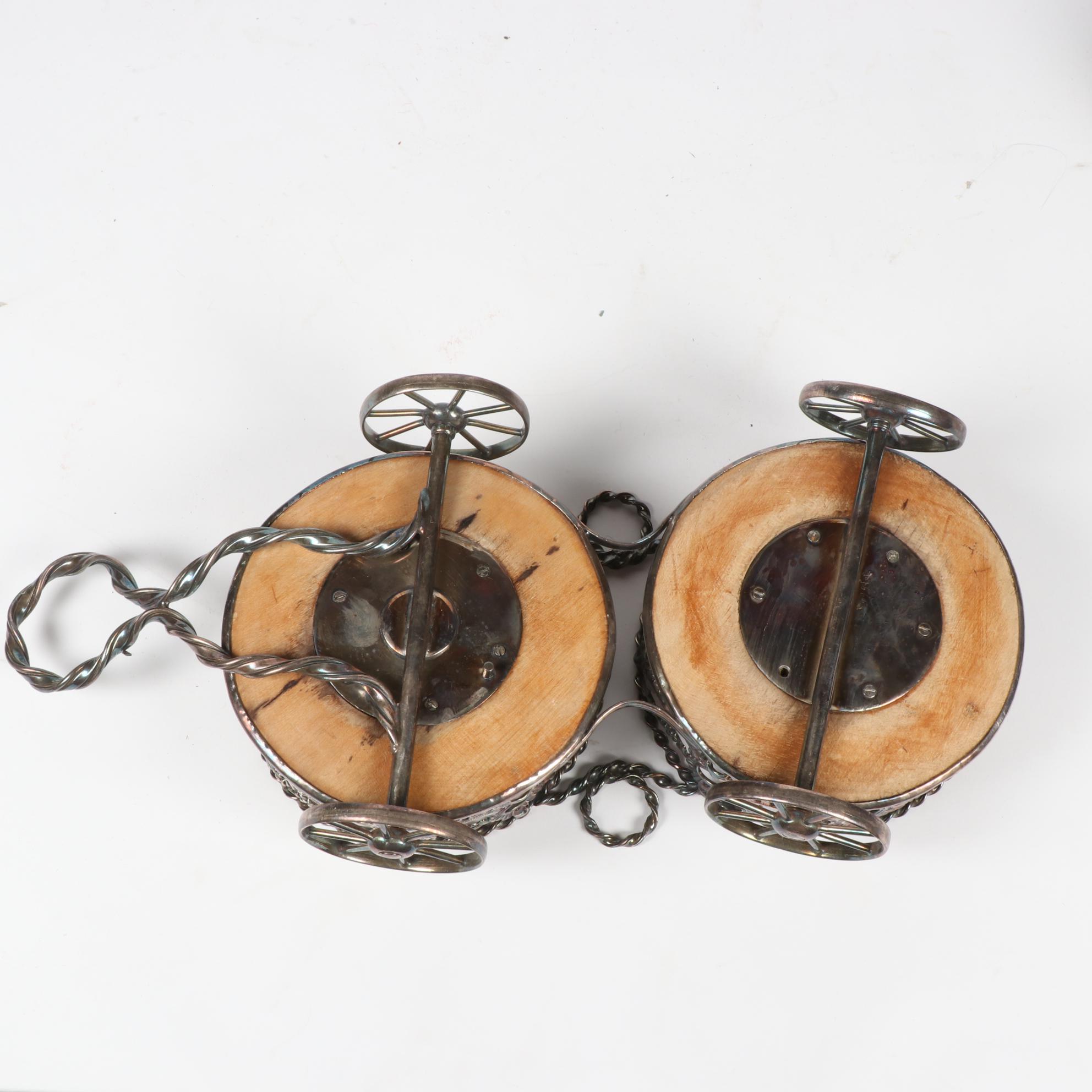 Silver Plate Double Bottle Coaster Trolleys, Early 20th Century