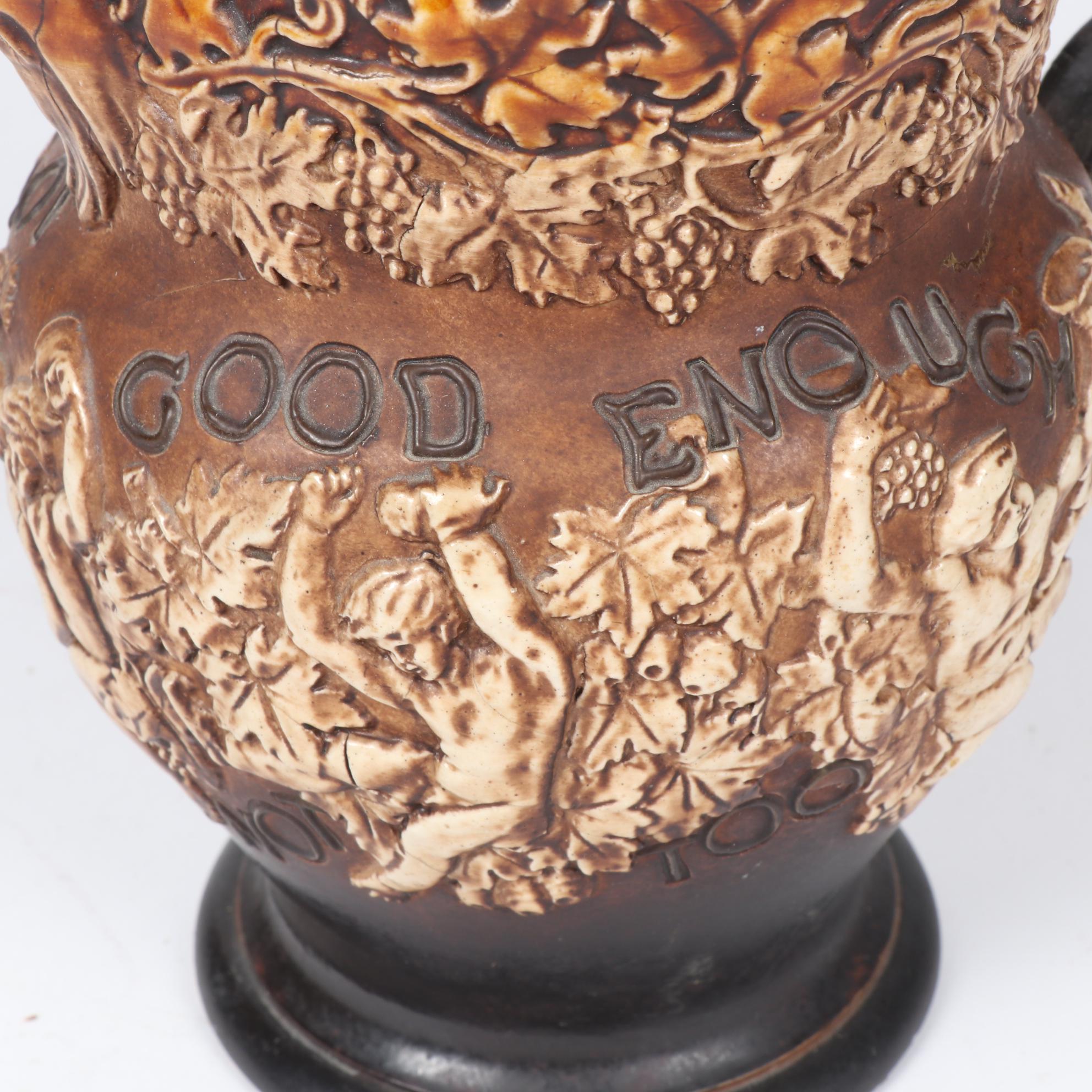 Doulton Lambeth Annie Partridge Bacchus Motto Ware Jug, circa 1900