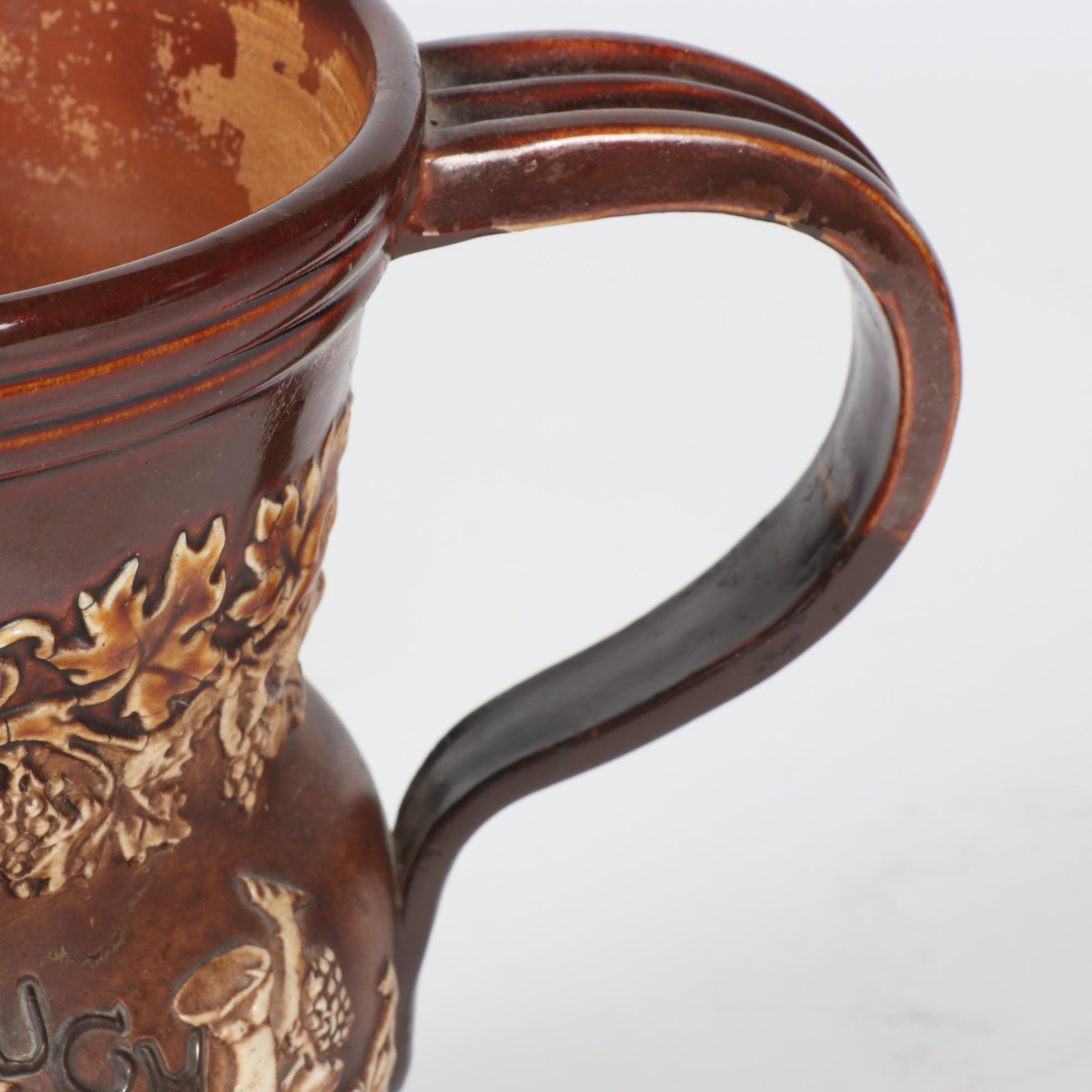 Doulton Lambeth Annie Partridge Bacchus Motto Ware Jug, circa 1900