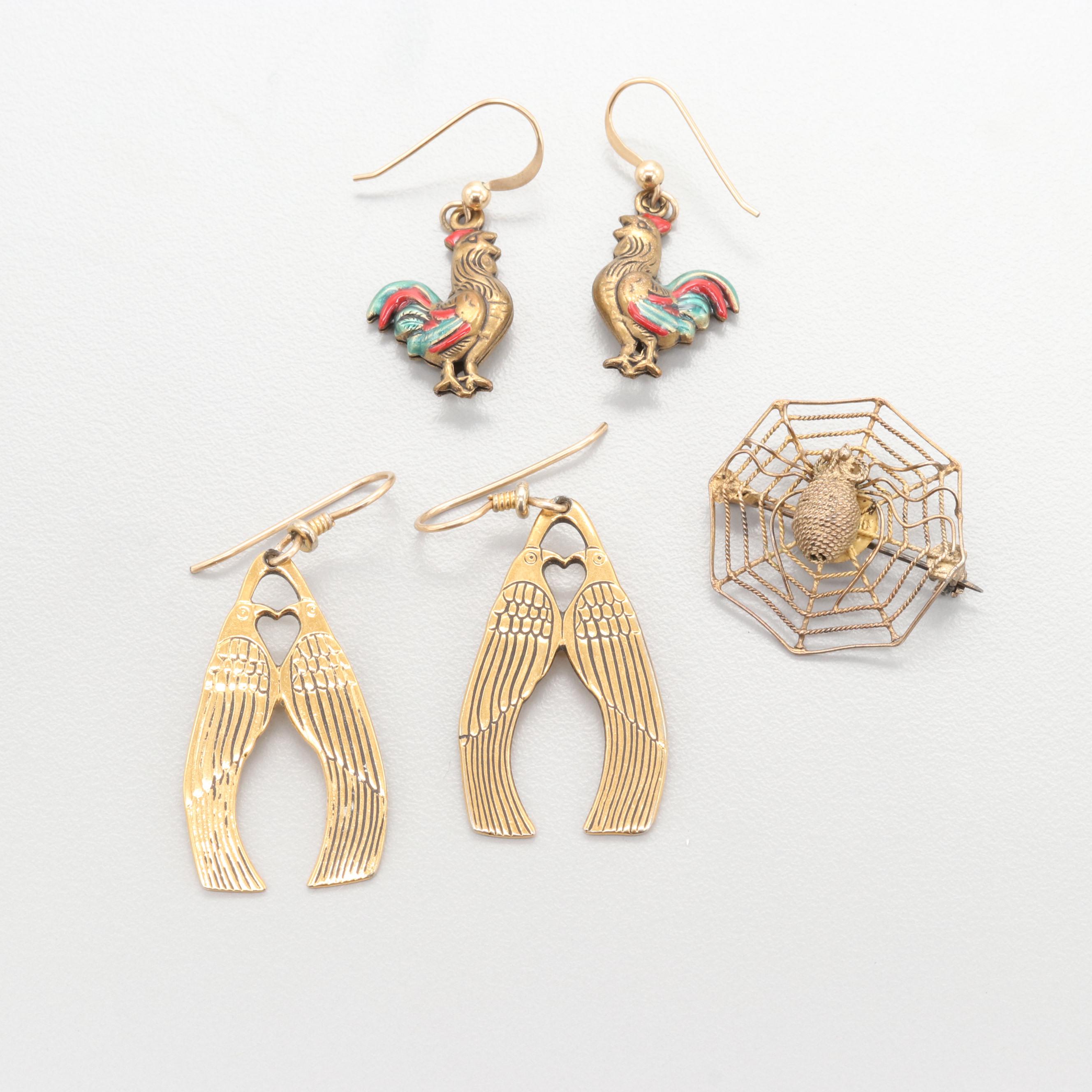 Assortment of Costume Enamel and Glass Animal Jewelry