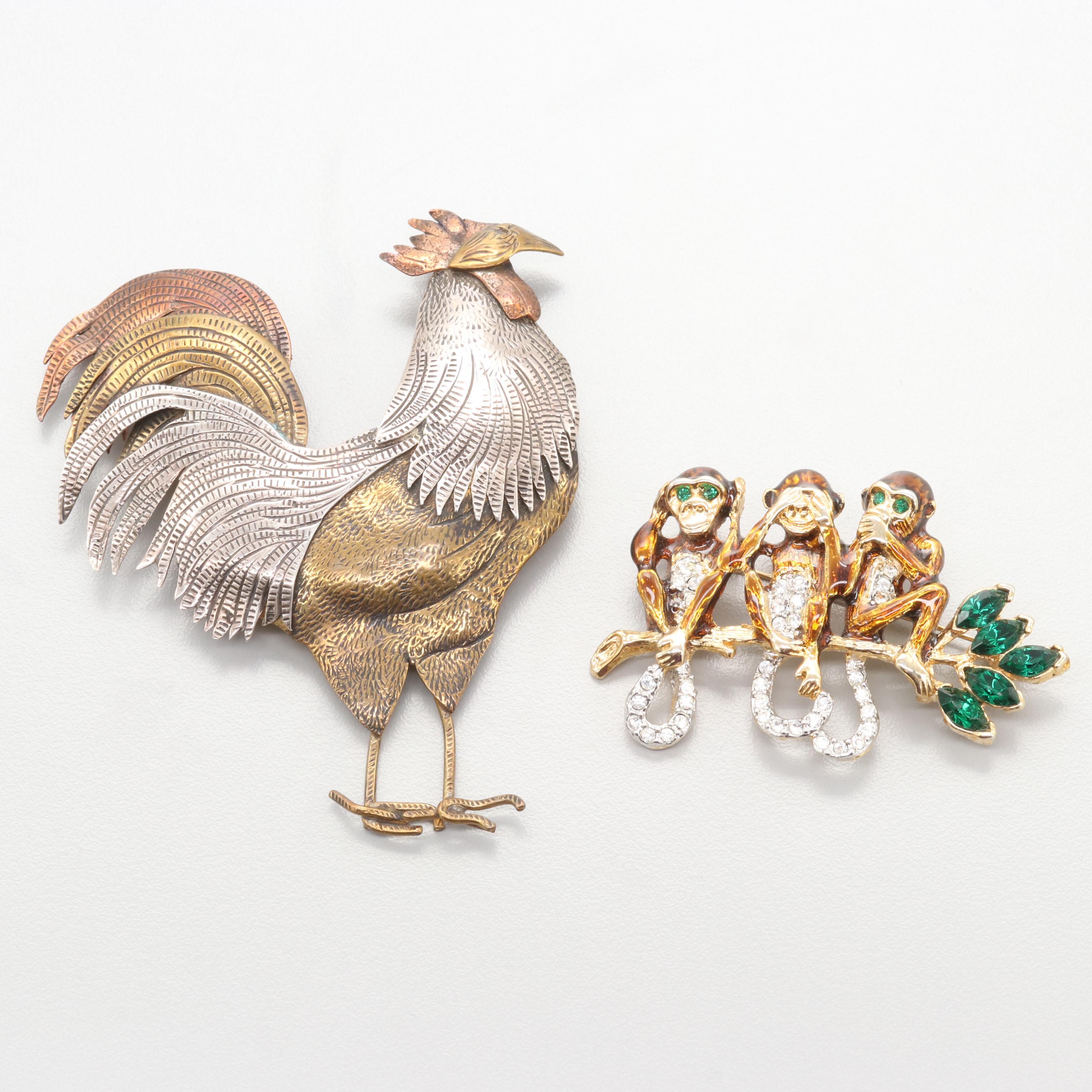 Assortment of Costume Enamel and Glass Animal Jewelry