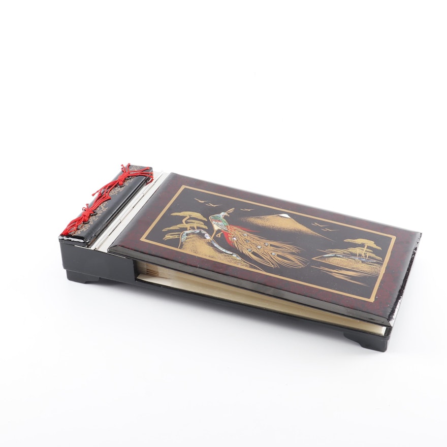 Japanese Lacquered Photo Album Music Box by Toyo
