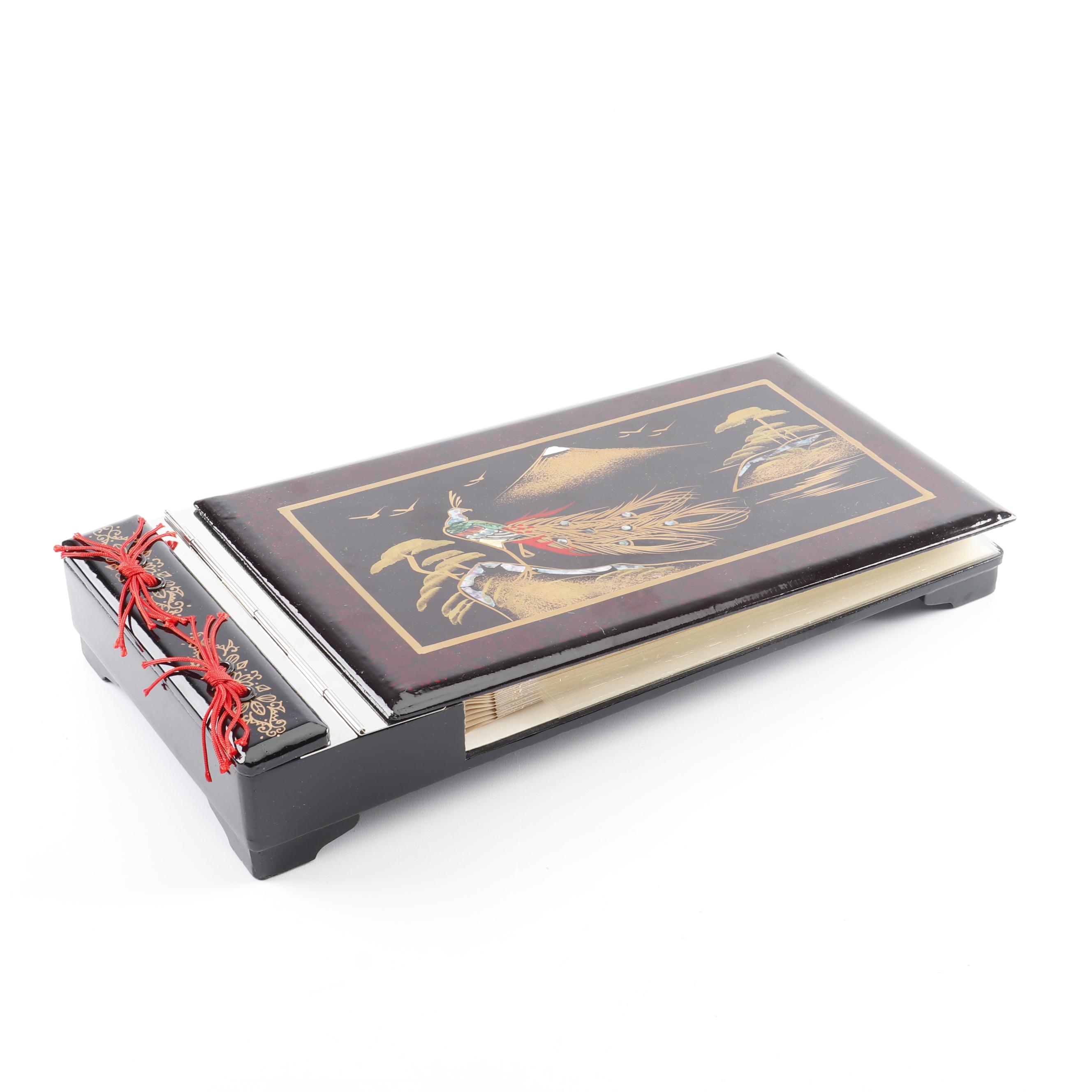 Japanese Lacquered Photo Album Music Box by Toyo