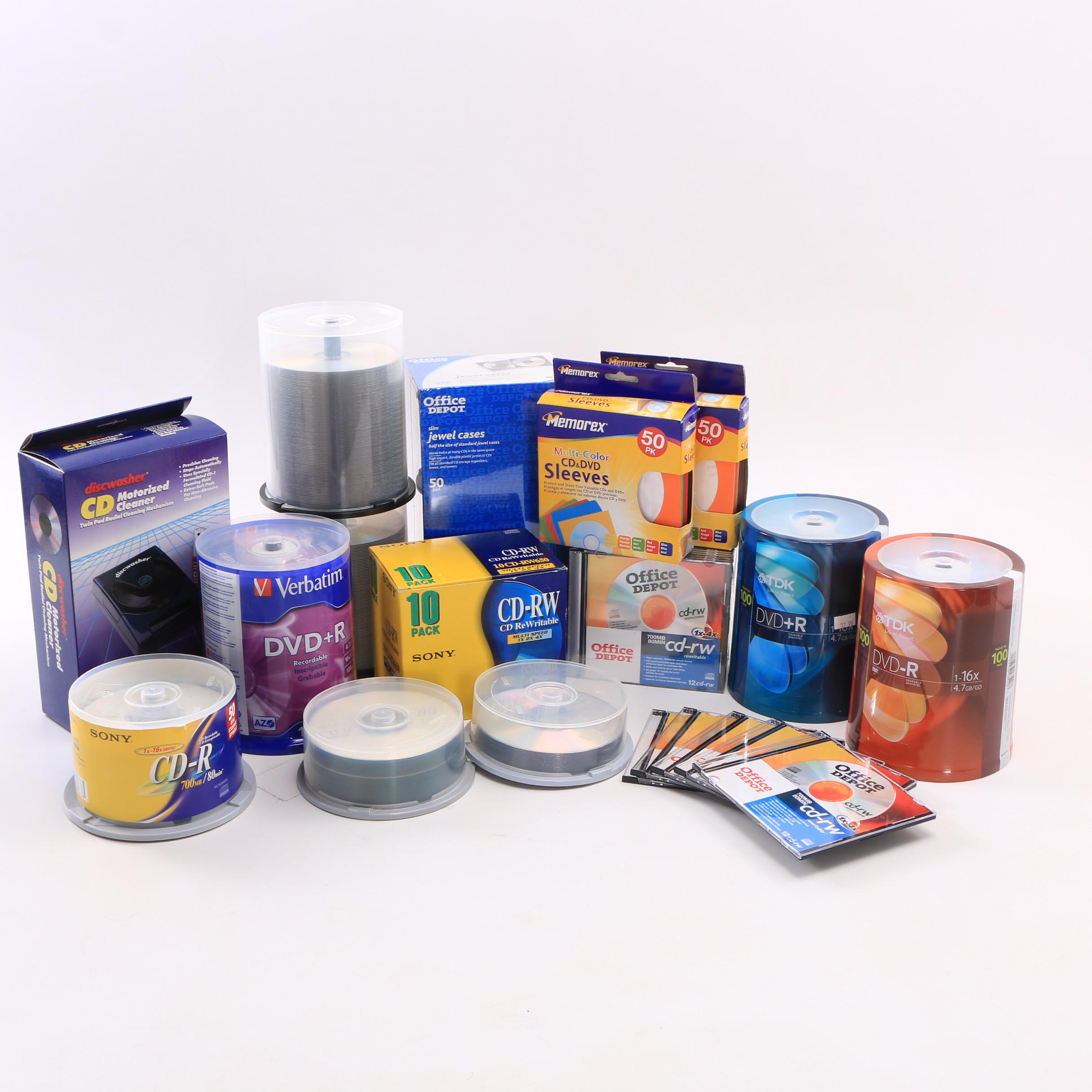 Re-Writable CDs and Recordable DVDs with Sleeves and Cases