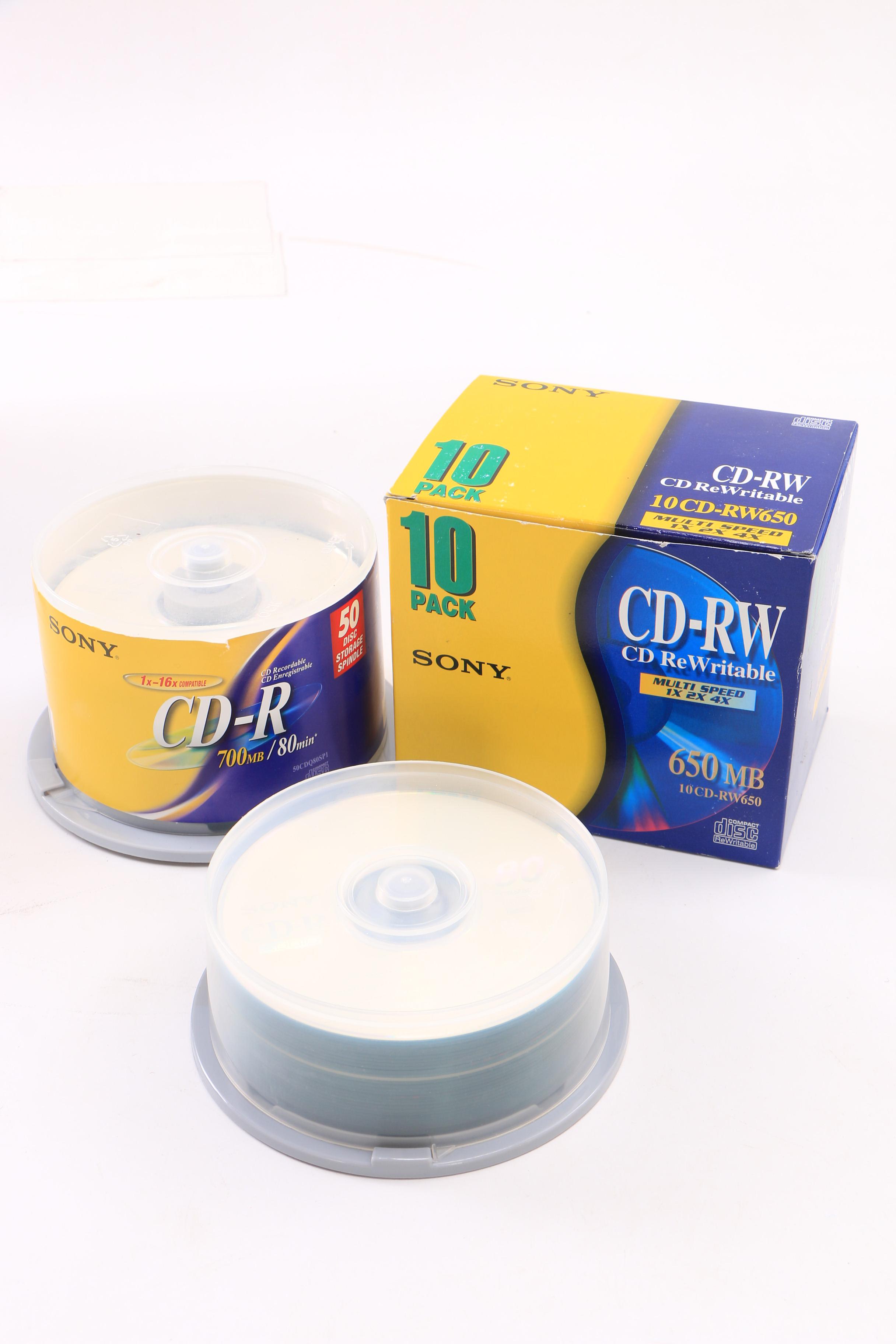 Re-Writable CDs and Recordable DVDs with Sleeves and Cases