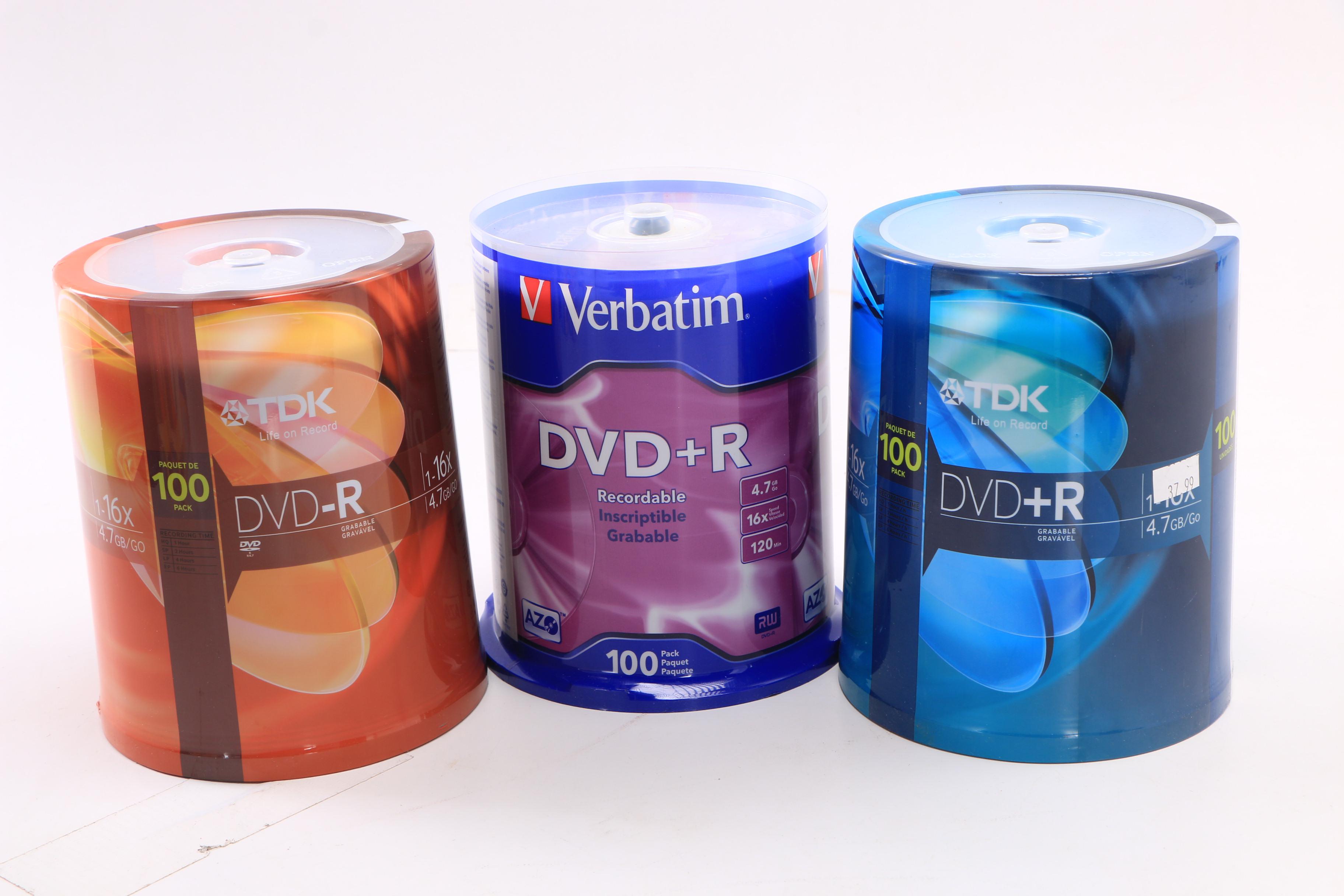 Re-Writable CDs and Recordable DVDs with Sleeves and Cases