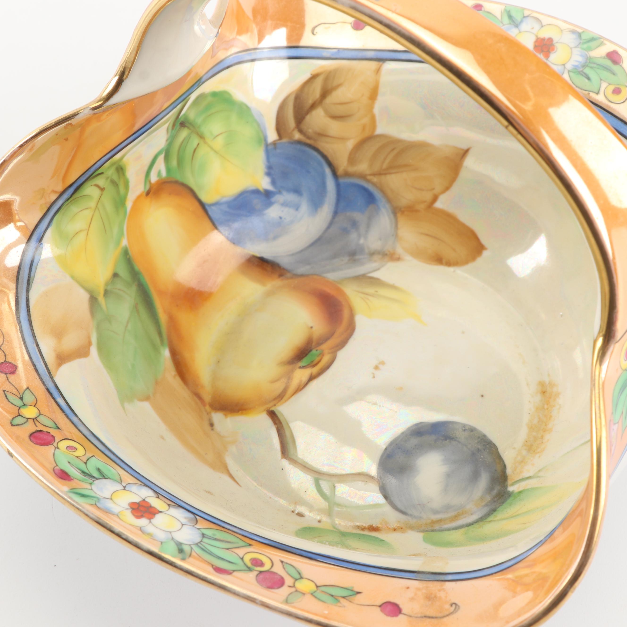 Vintage Lusterware Porcelain Including Hand-Painted Japanese Basket
