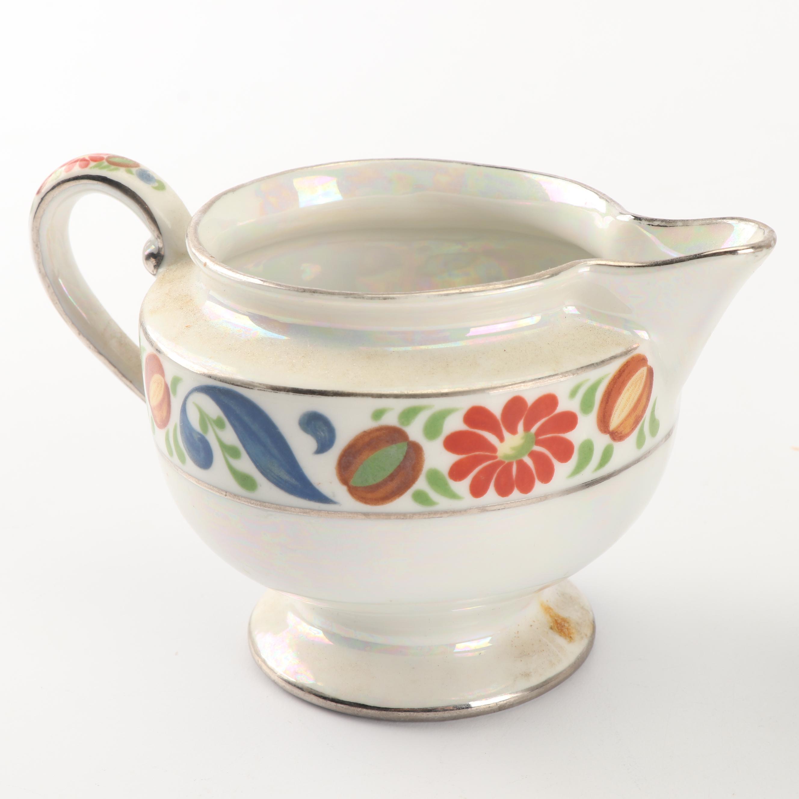 Vintage Lusterware Porcelain Including Hand-Painted Japanese Basket