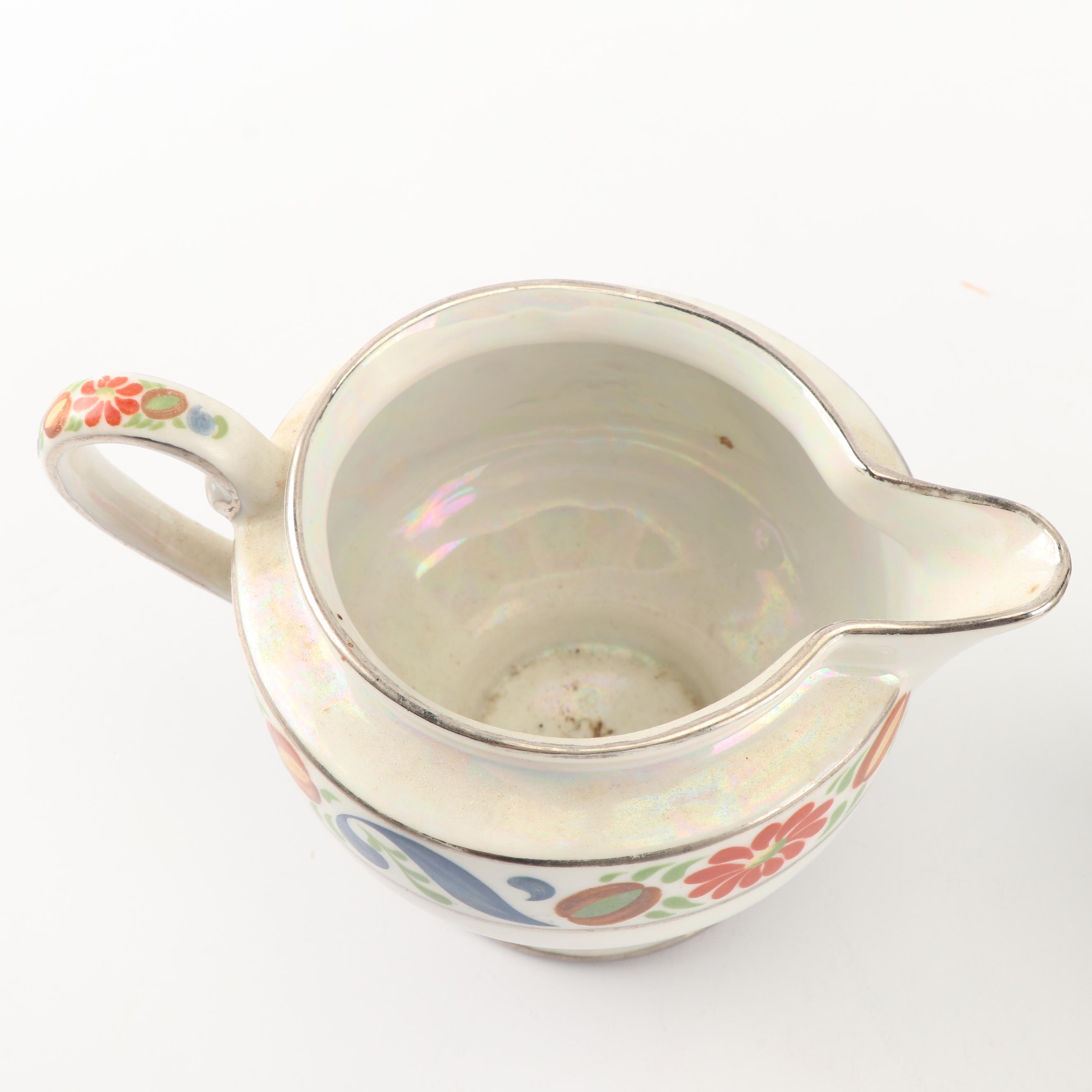 Vintage Lusterware Porcelain Including Hand-Painted Japanese Basket