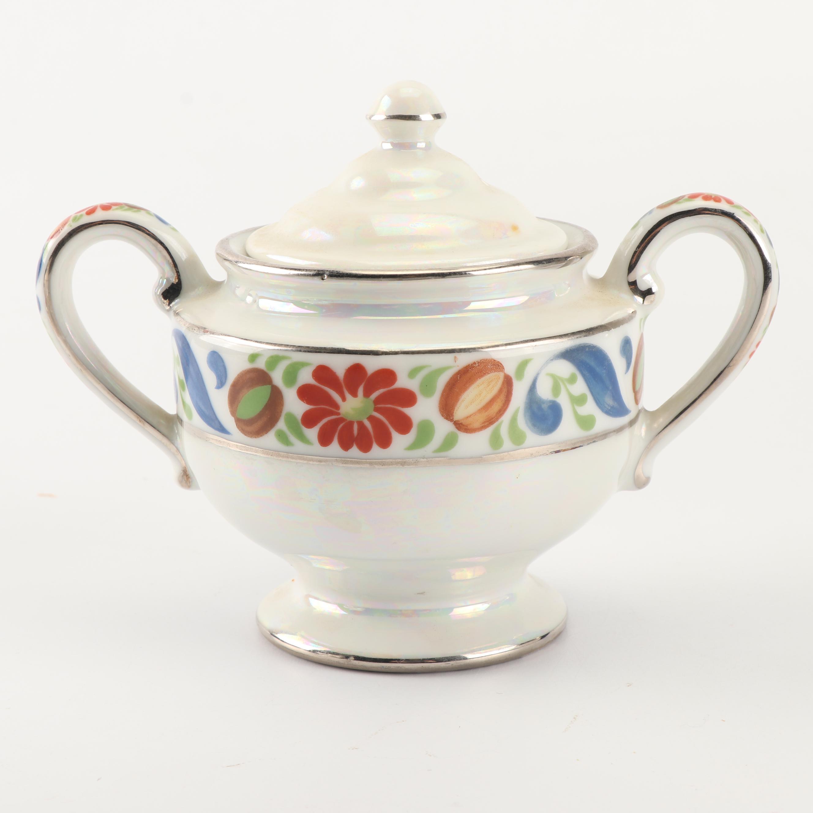 Vintage Lusterware Porcelain Including Hand-Painted Japanese Basket