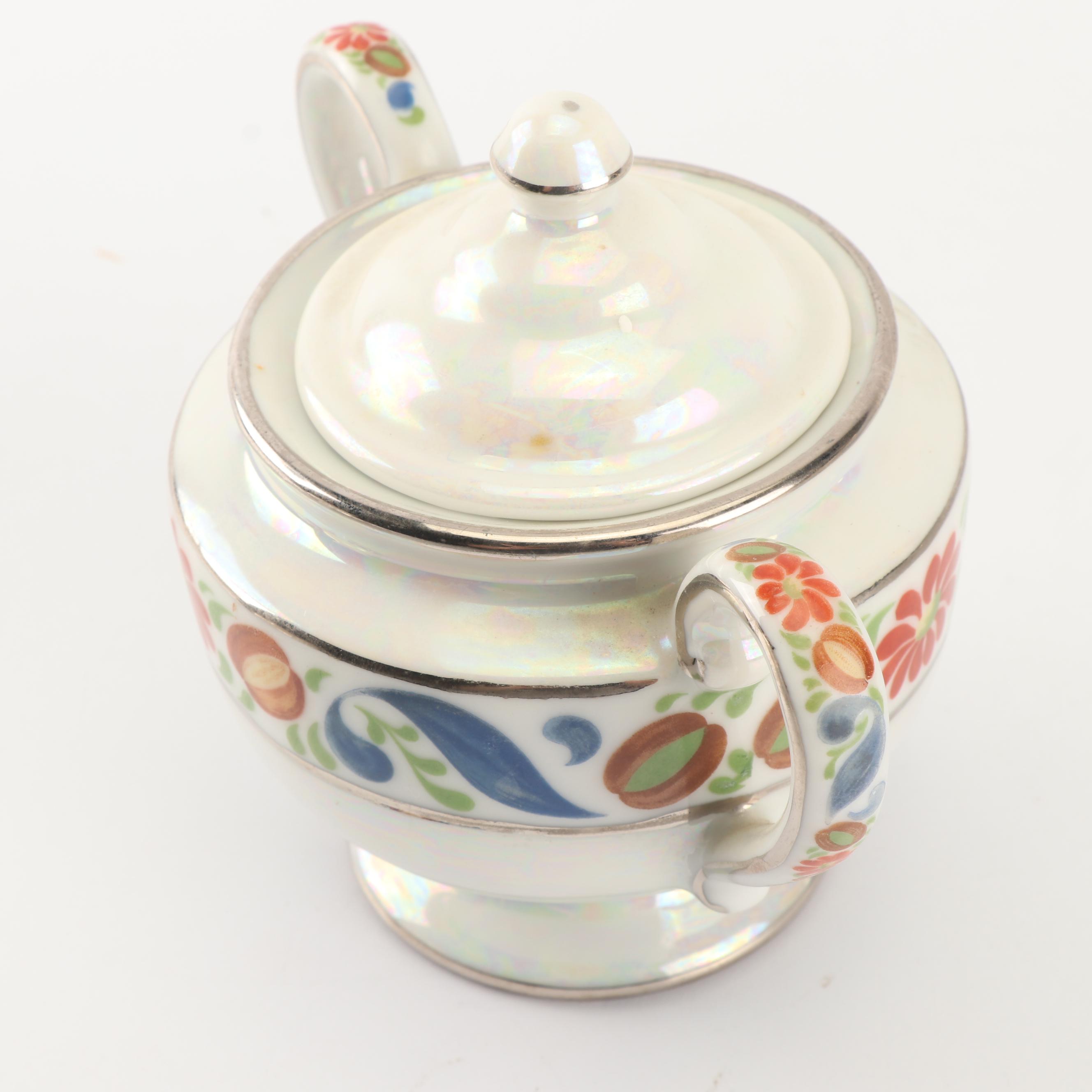 Vintage Lusterware Porcelain Including Hand-Painted Japanese Basket