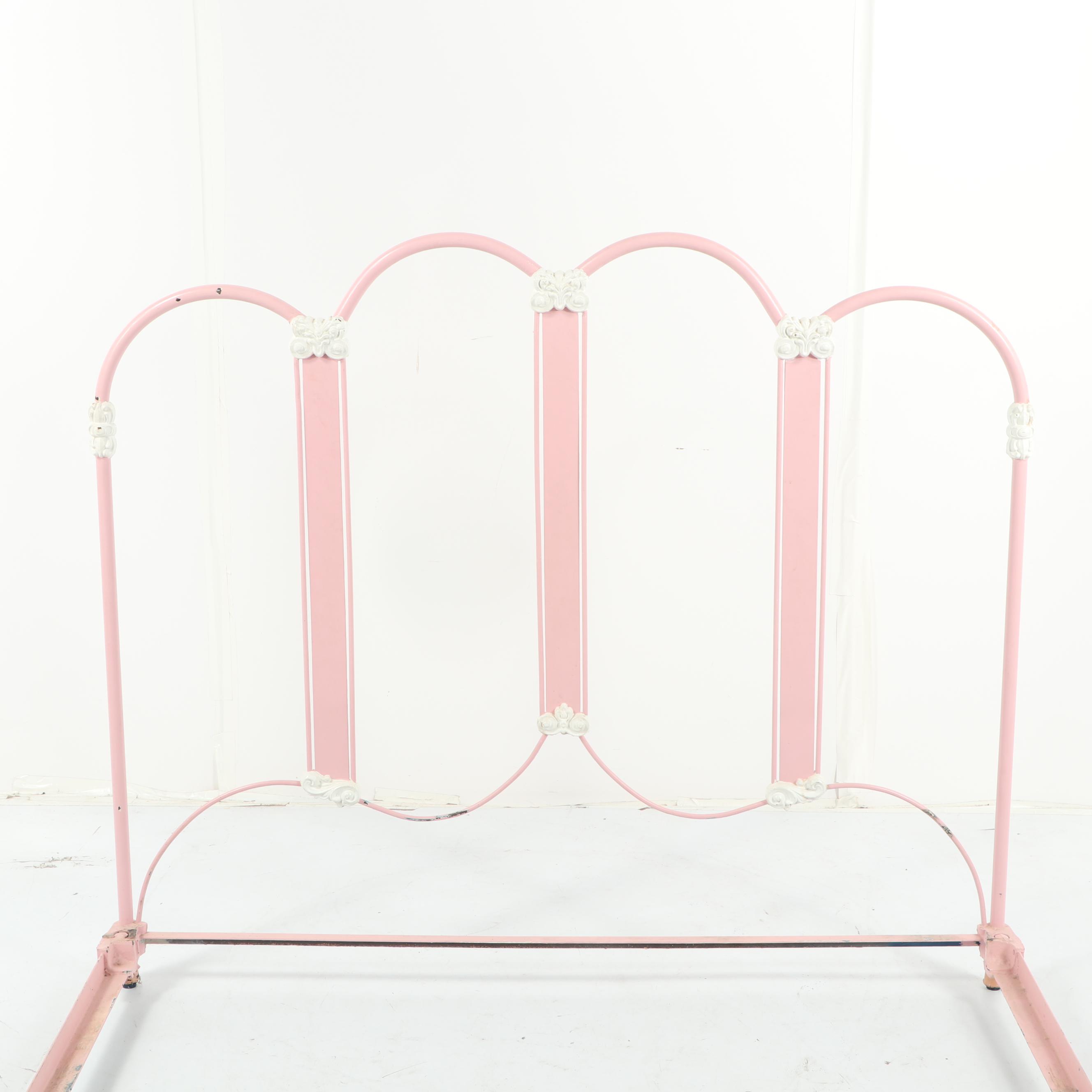 Painted Metal Full Size Bed Frame, Late 19th Century