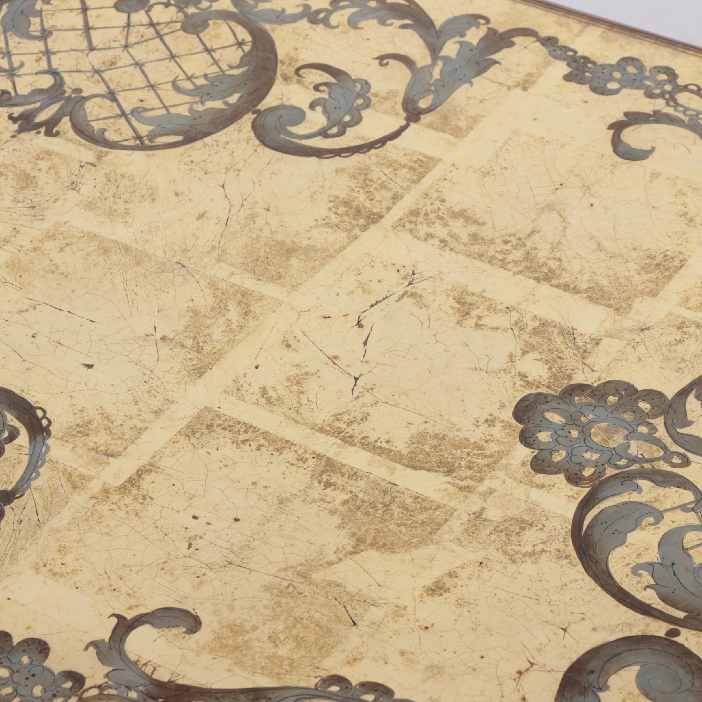 Neoclassical Style Gilded Metal and Painted Wood Coffee Table, 20th Century