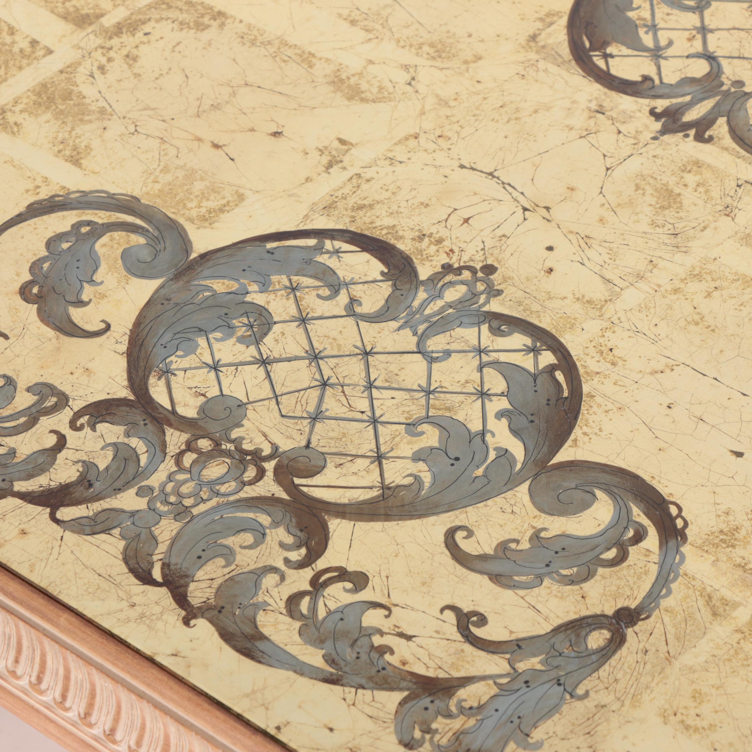 Neoclassical Style Gilded Metal and Painted Wood Coffee Table, 20th Century