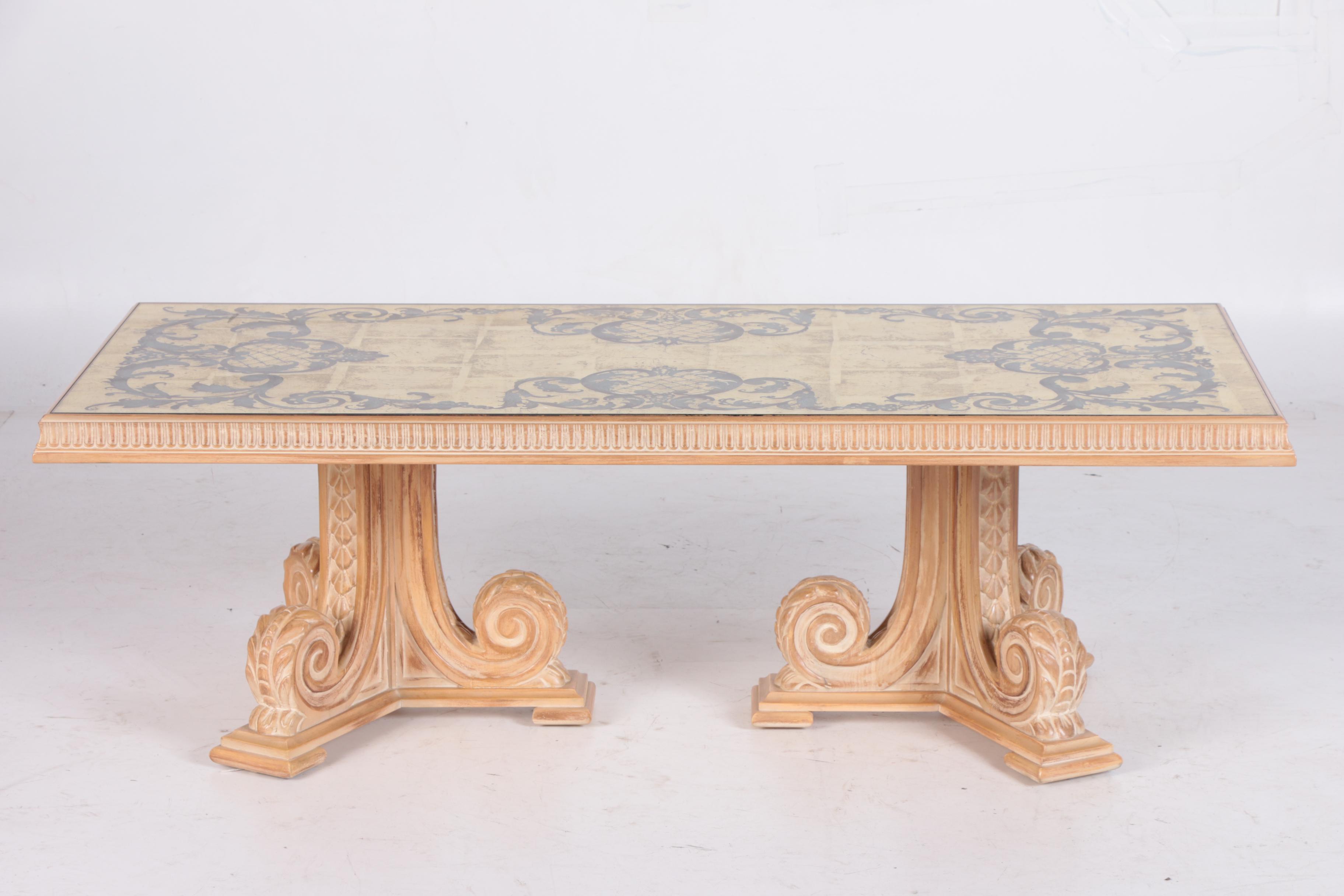 Neoclassical Style Gilded Metal and Painted Wood Coffee Table, 20th Century