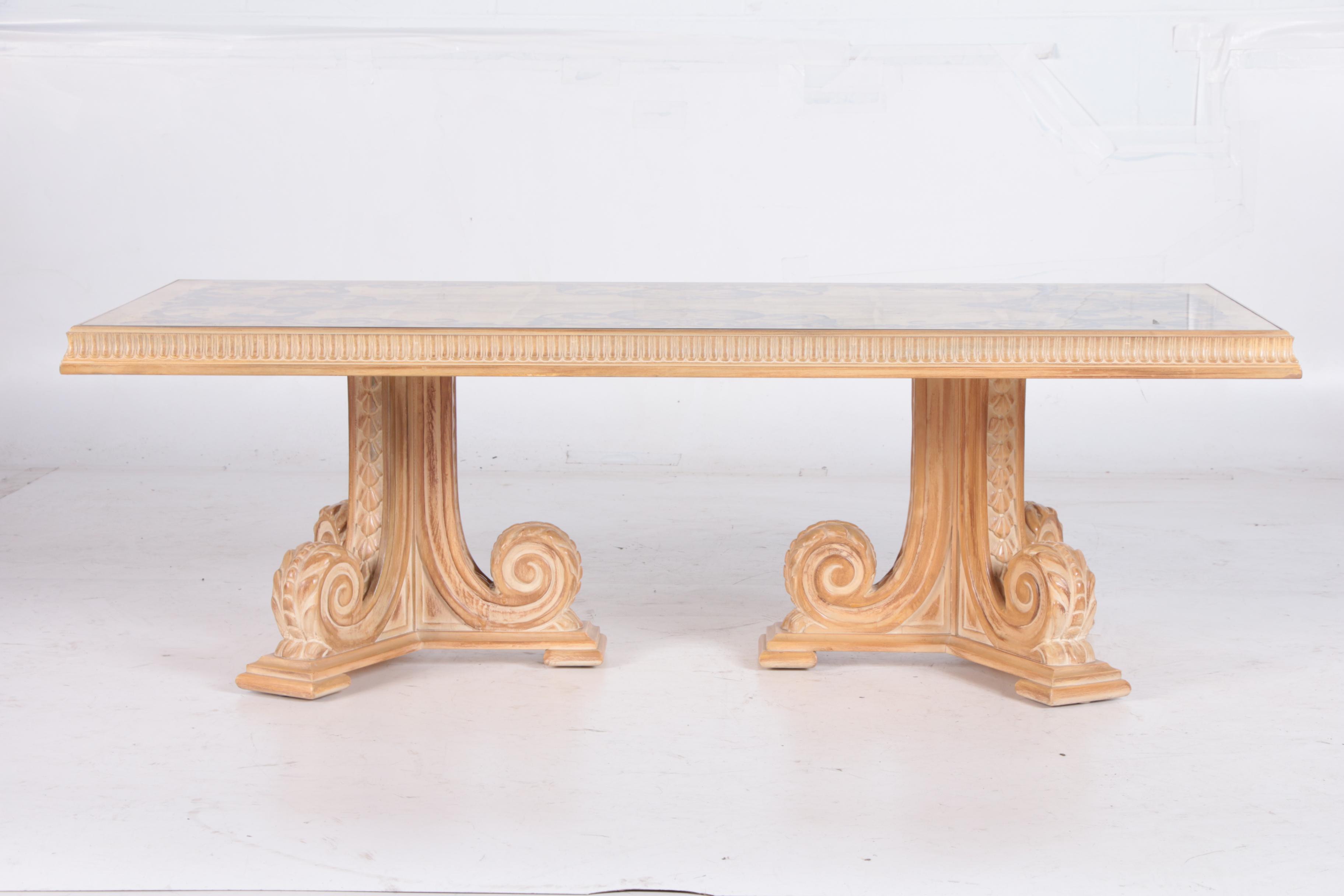 Neoclassical Style Gilded Metal and Painted Wood Coffee Table, 20th Century