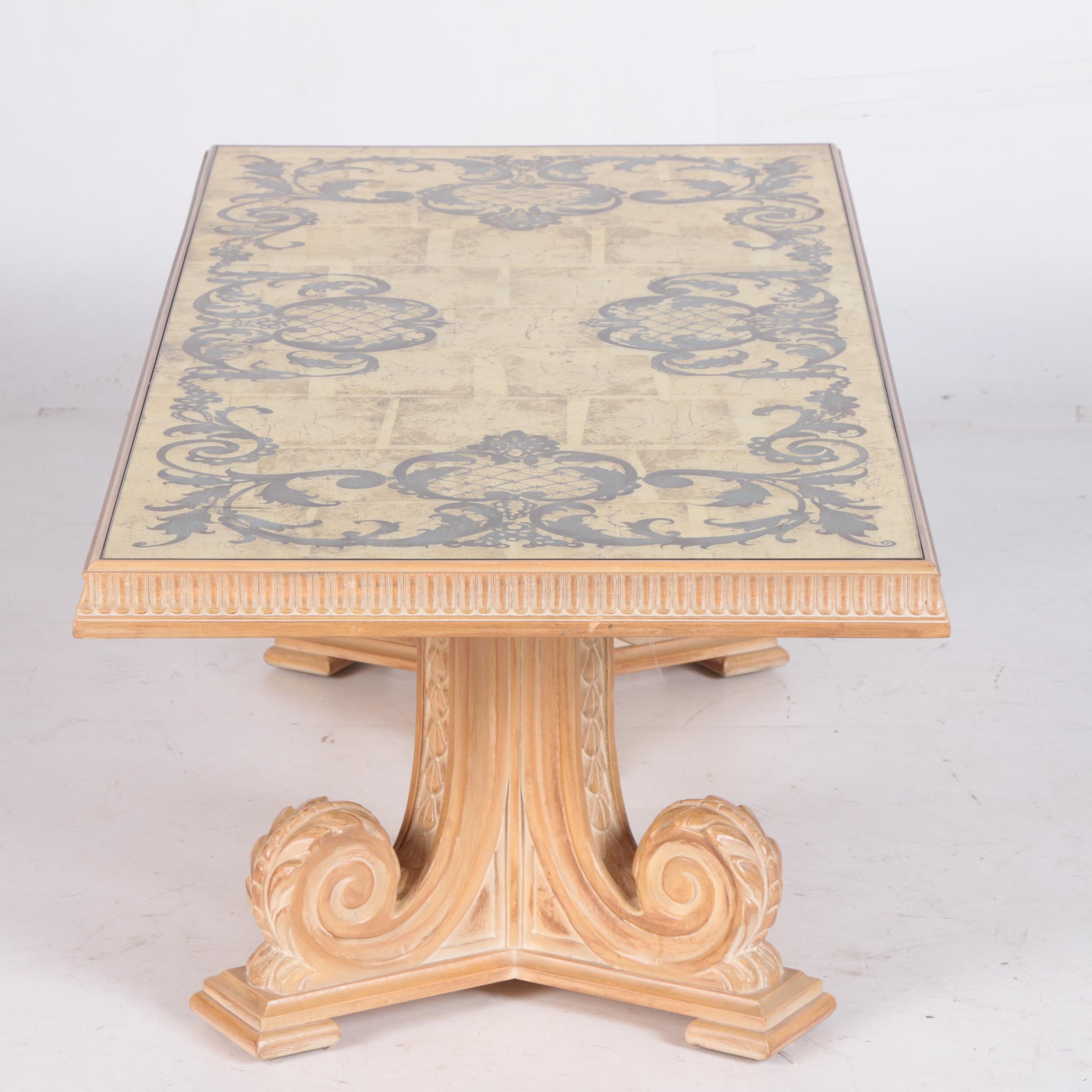 Neoclassical Style Gilded Metal and Painted Wood Coffee Table, 20th Century