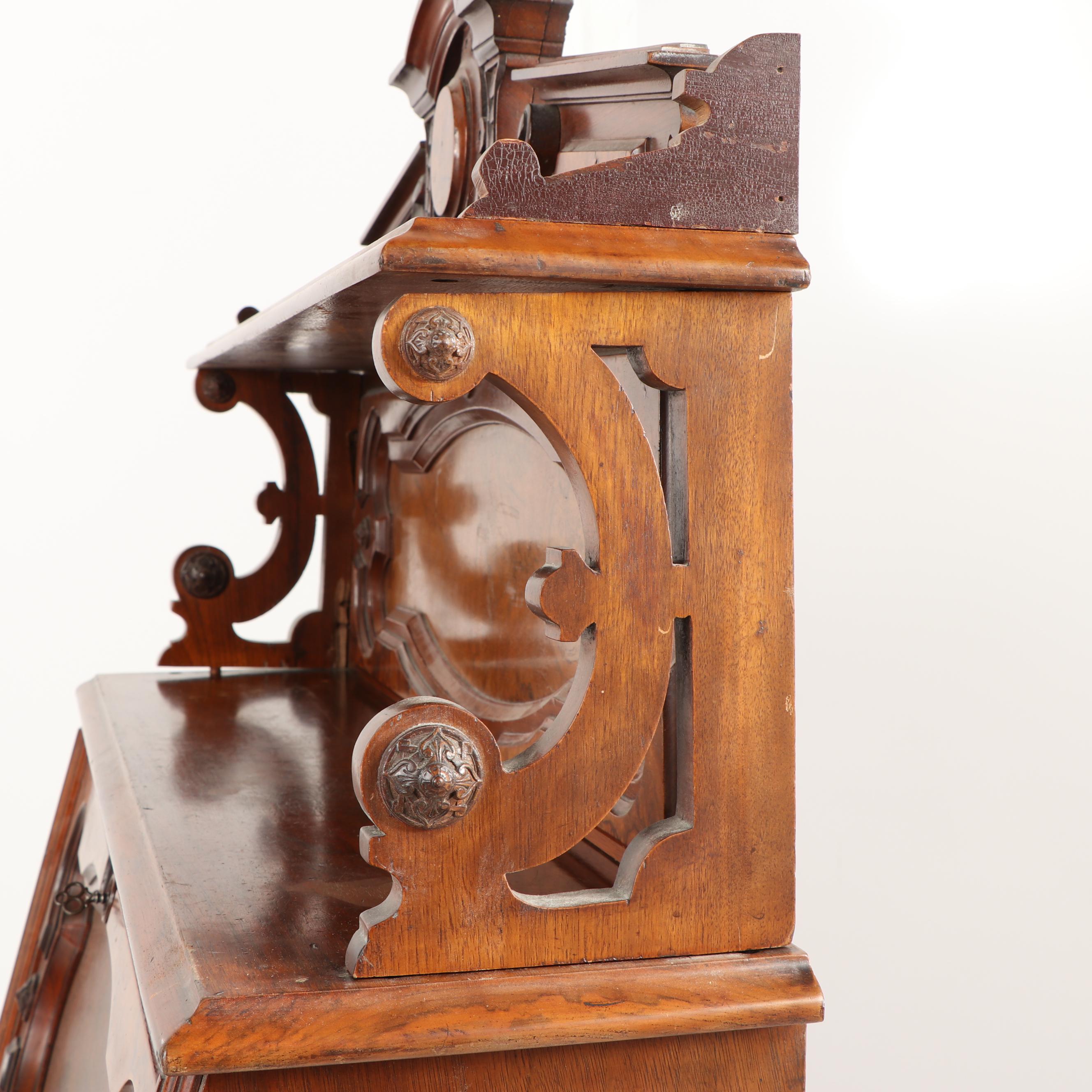 Eastlake Burl and Walnut Secretary, 19th Century